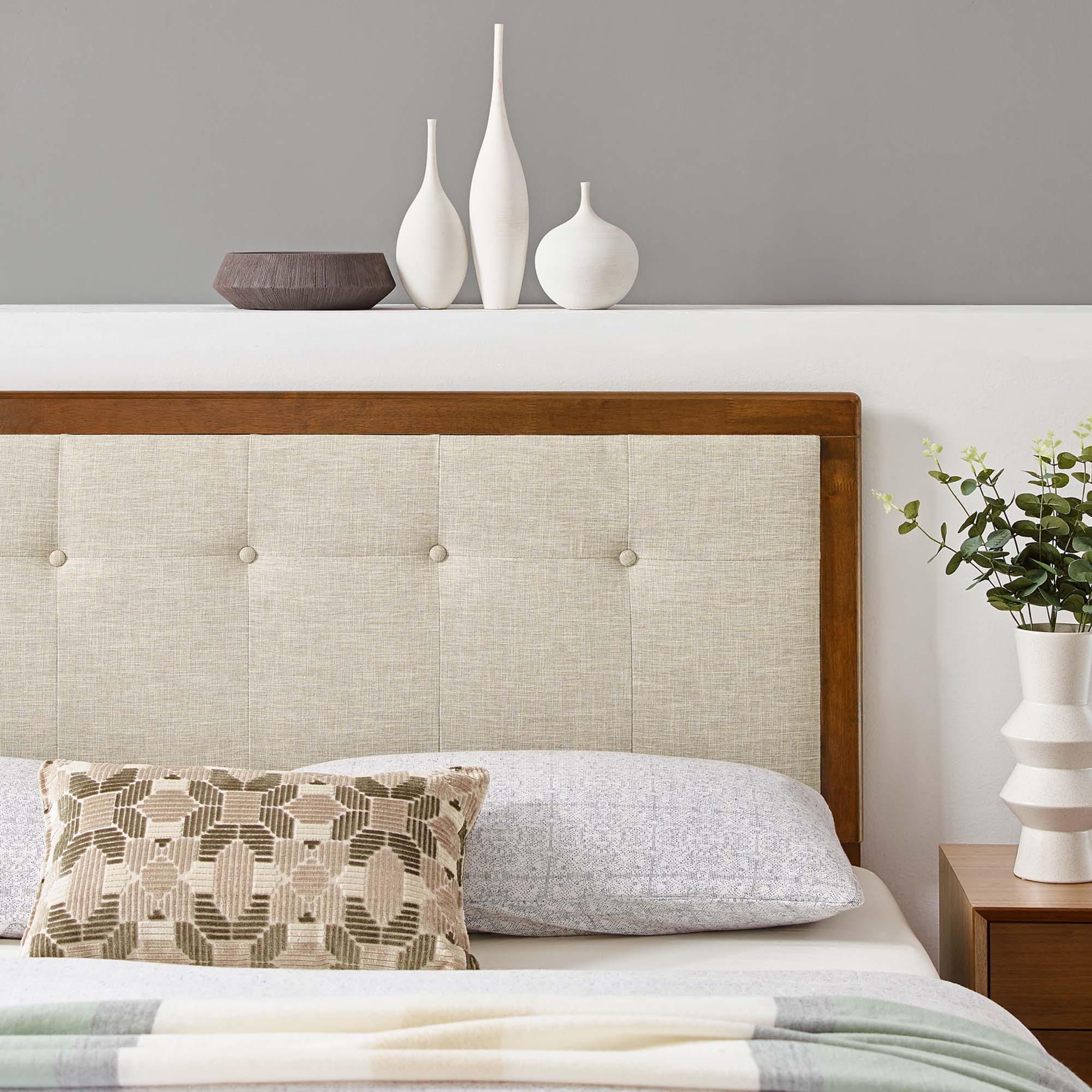 Modway Draper Tufted Fabric and Wood Queen Headboard
