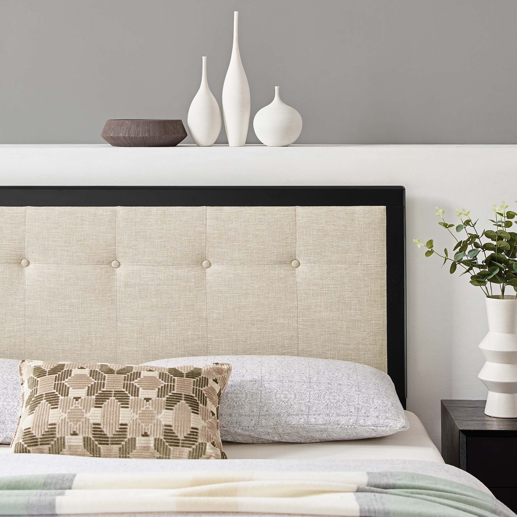 Modway Draper Tufted Fabric and Wood King Headboard