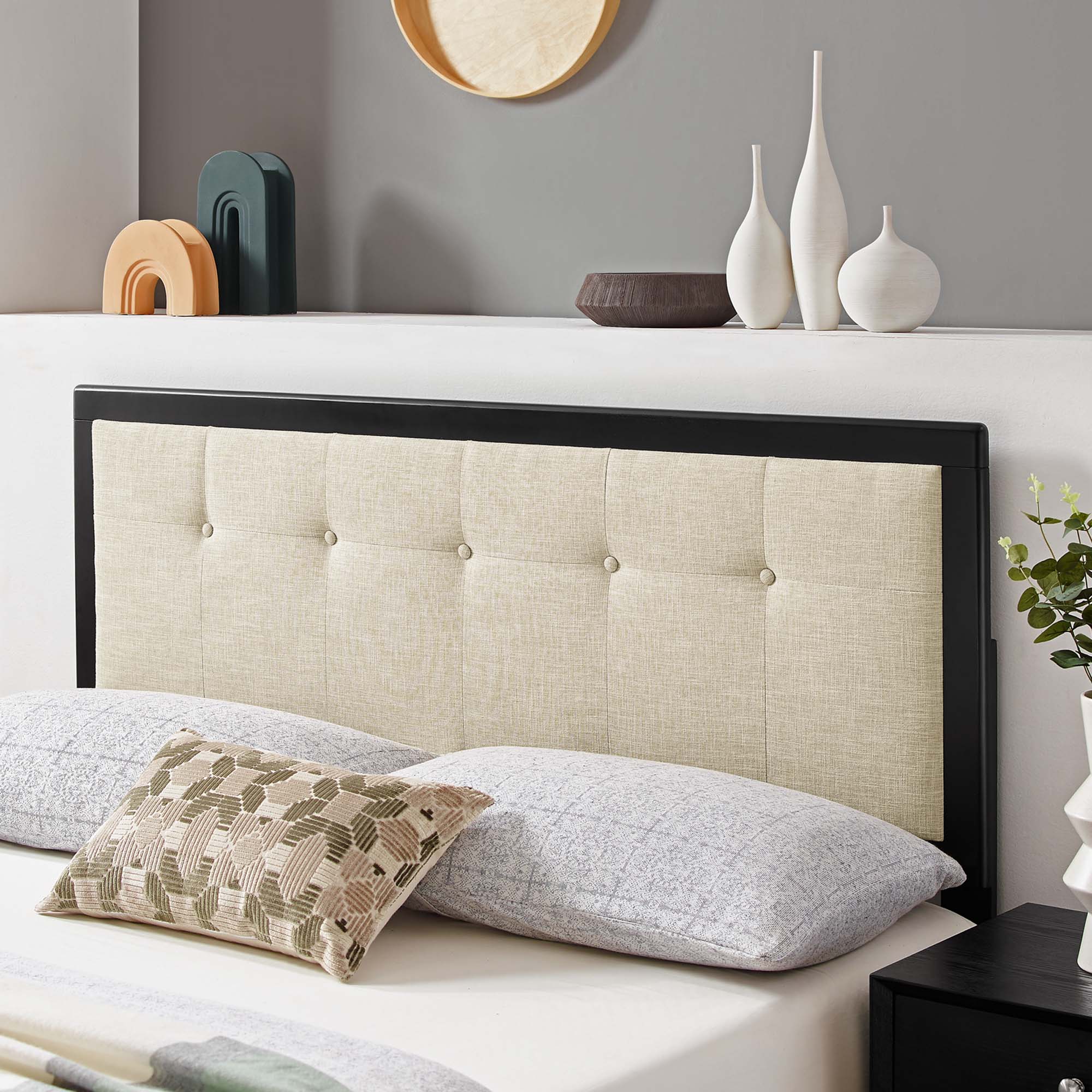 Modway Draper Tufted Fabric and Wood King Headboard