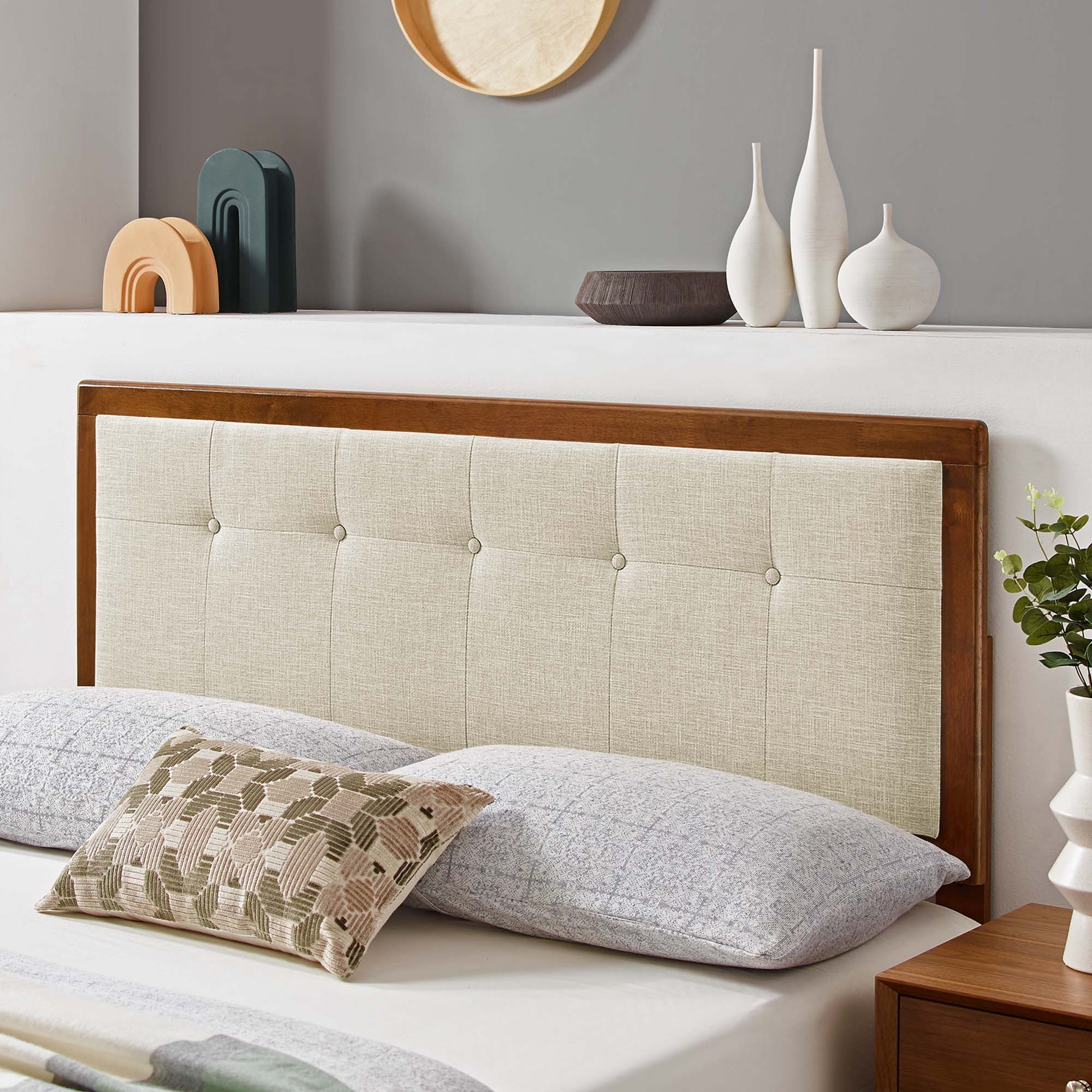 Modway Draper Tufted Fabric and Wood King Headboard
