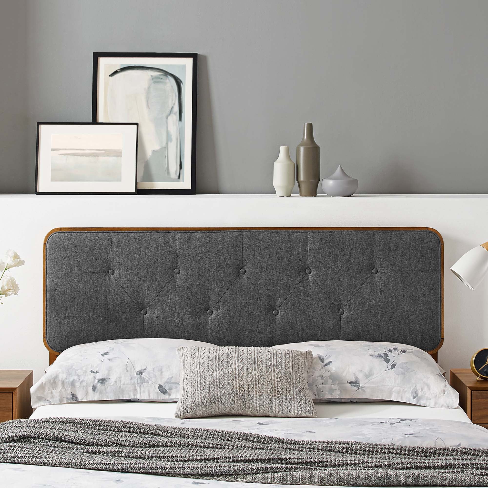Modway Collins Tufted Fabric and Wood Full Headboard