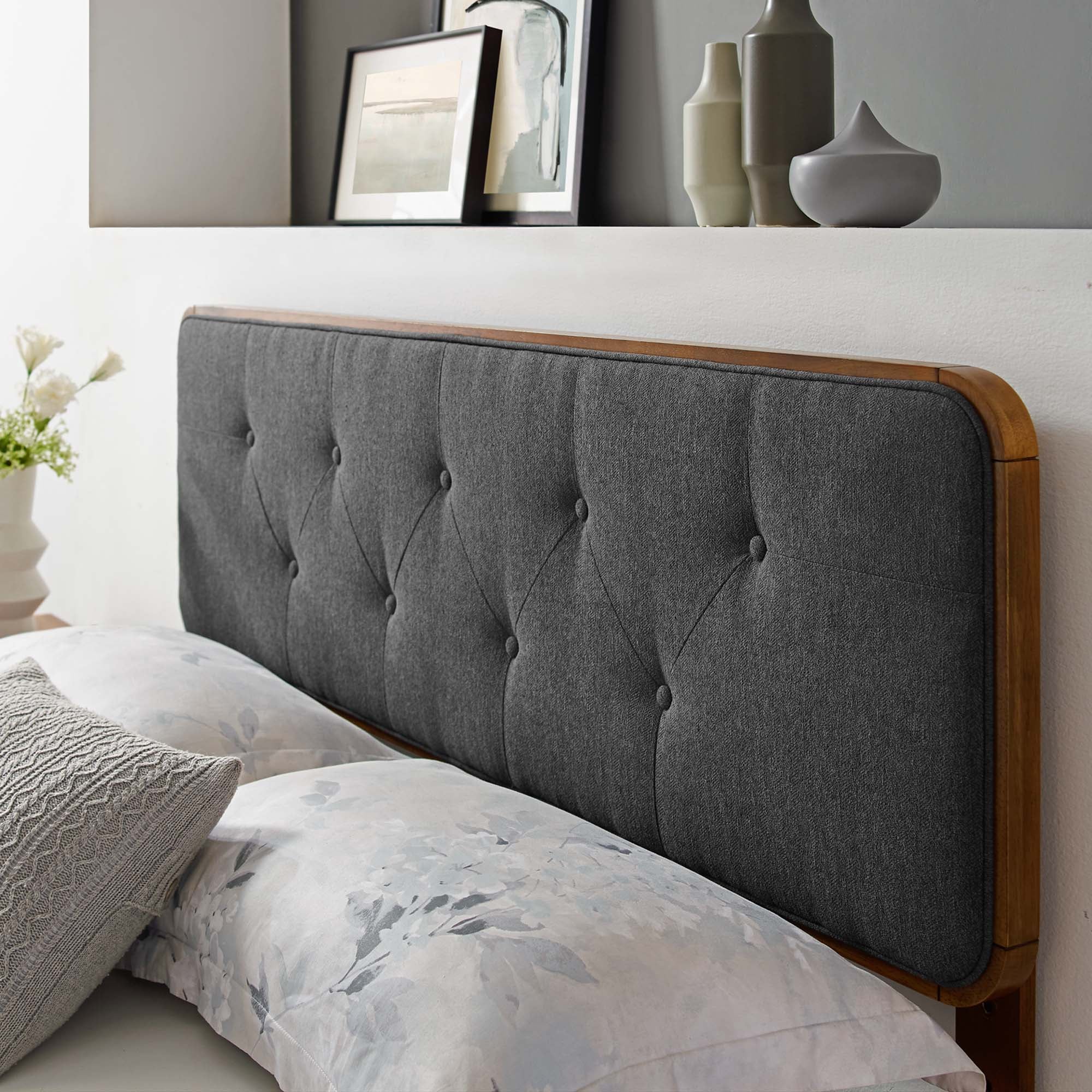 Modway Collins Tufted Fabric and Wood Queen Headboard