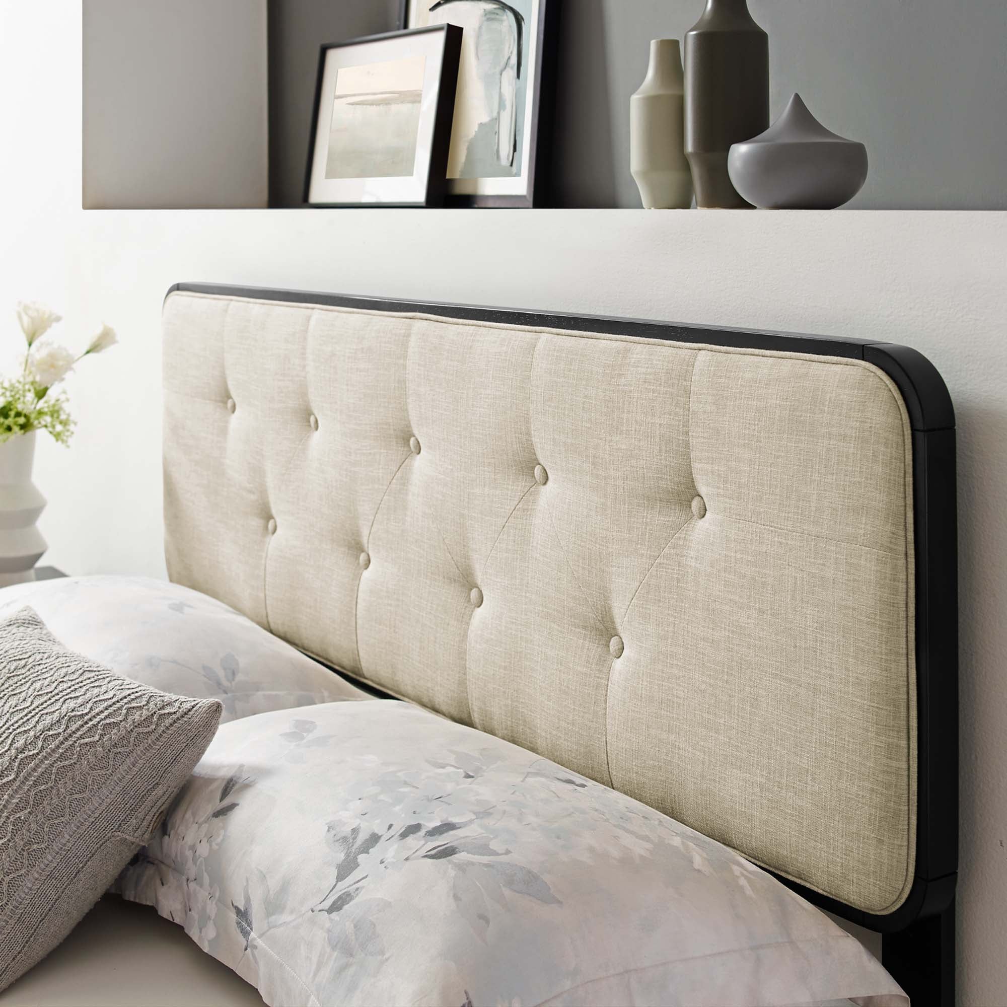 Modway Collins Tufted Fabric and Wood King Headboard