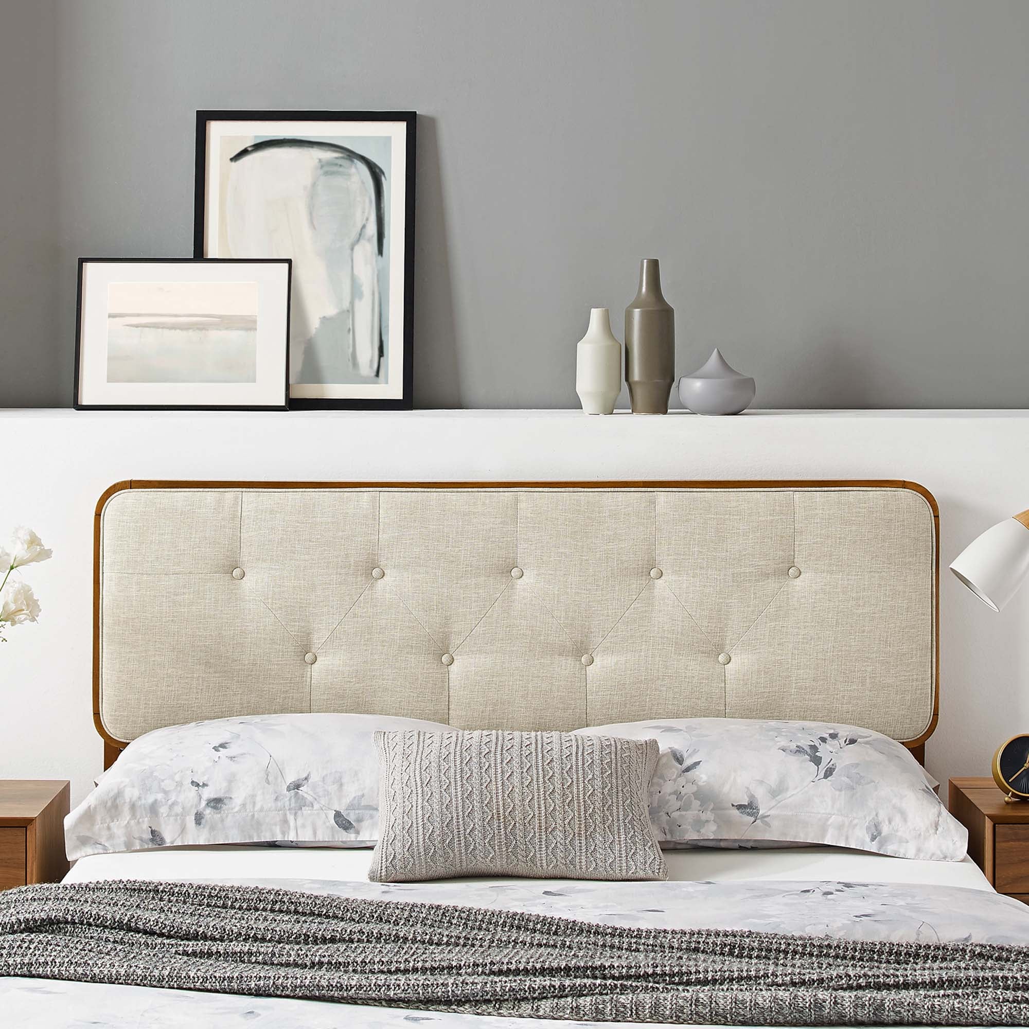 Modway Collins Tufted Fabric and Wood King Headboard