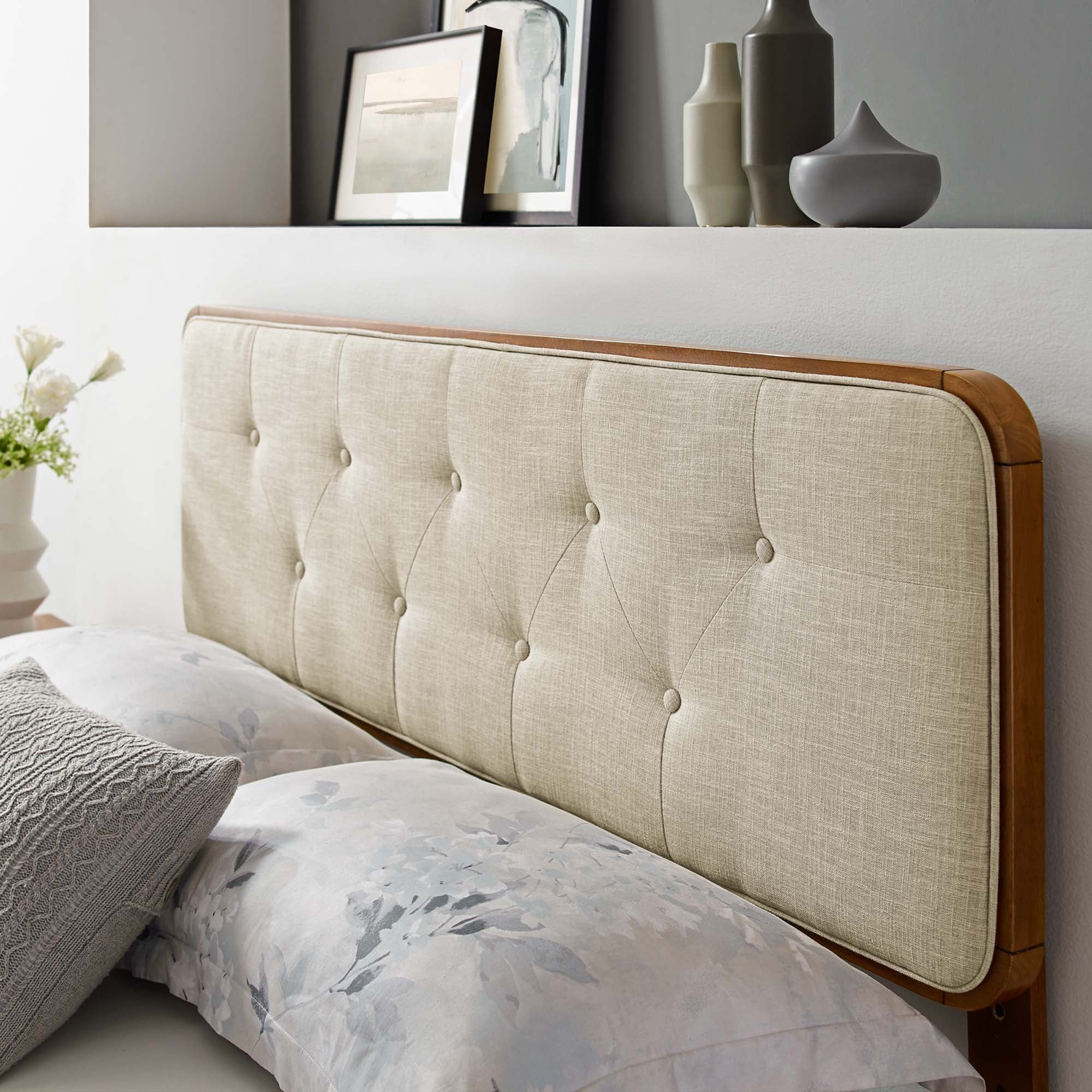 Modway Collins Tufted Fabric and Wood King Headboard