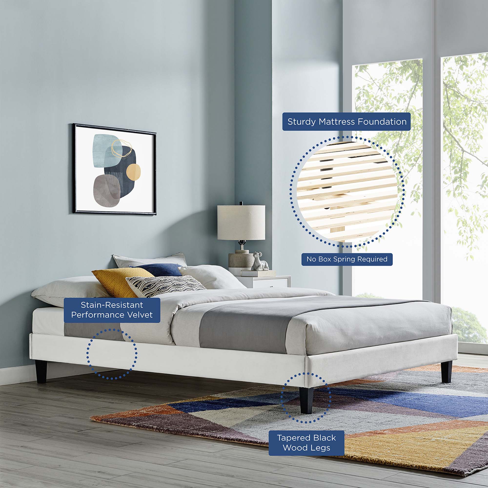 Modway Reign Performance Velvet Full Platform Bed Frame