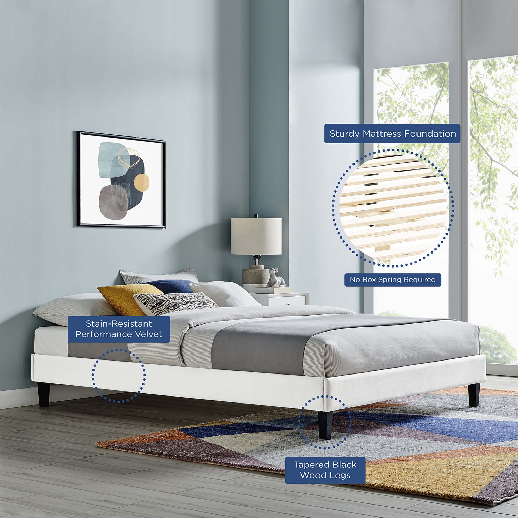 Modway Reign Performance Velvet Full Platform Bed Frame