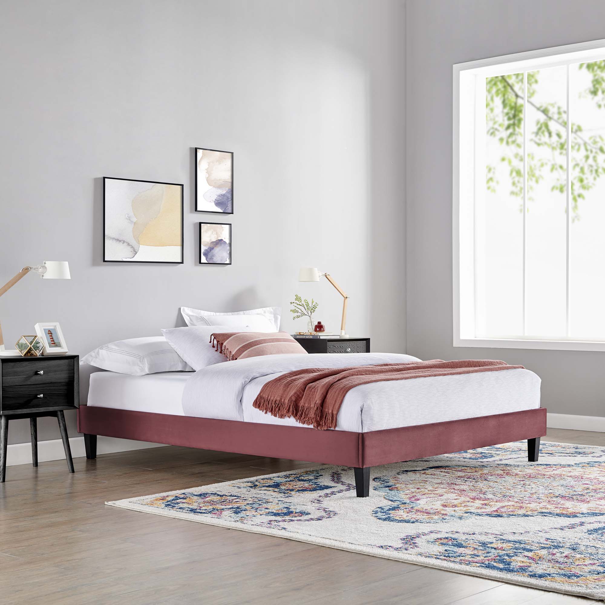 Modway Reign Performance Velvet Queen Platform Bed Frame