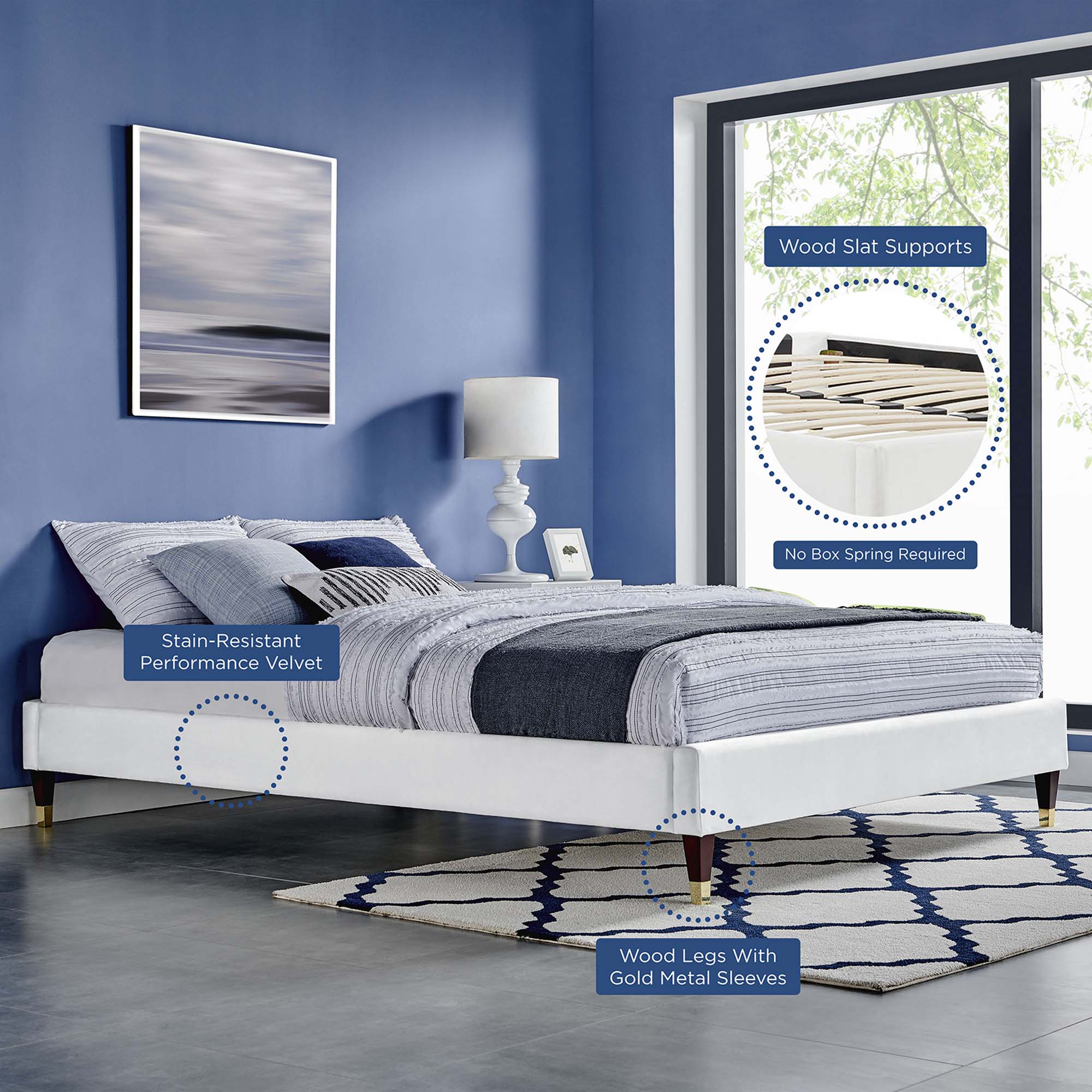 Modway Harlow Performance Velvet Full Platform Bed Frame
