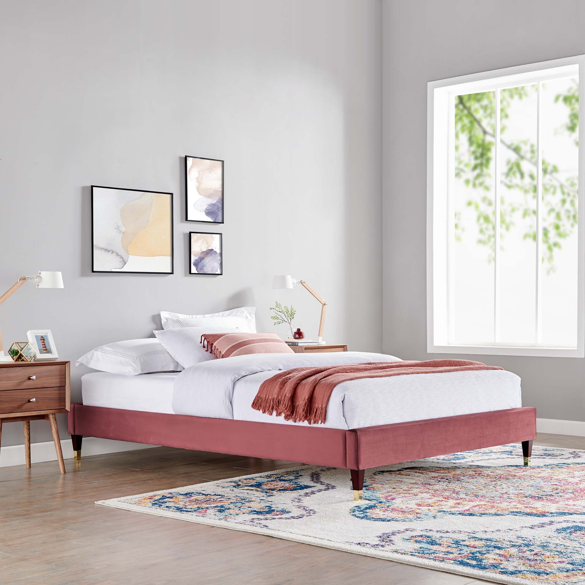 Modway Harlow Performance Velvet Queen Platform Bed Frame