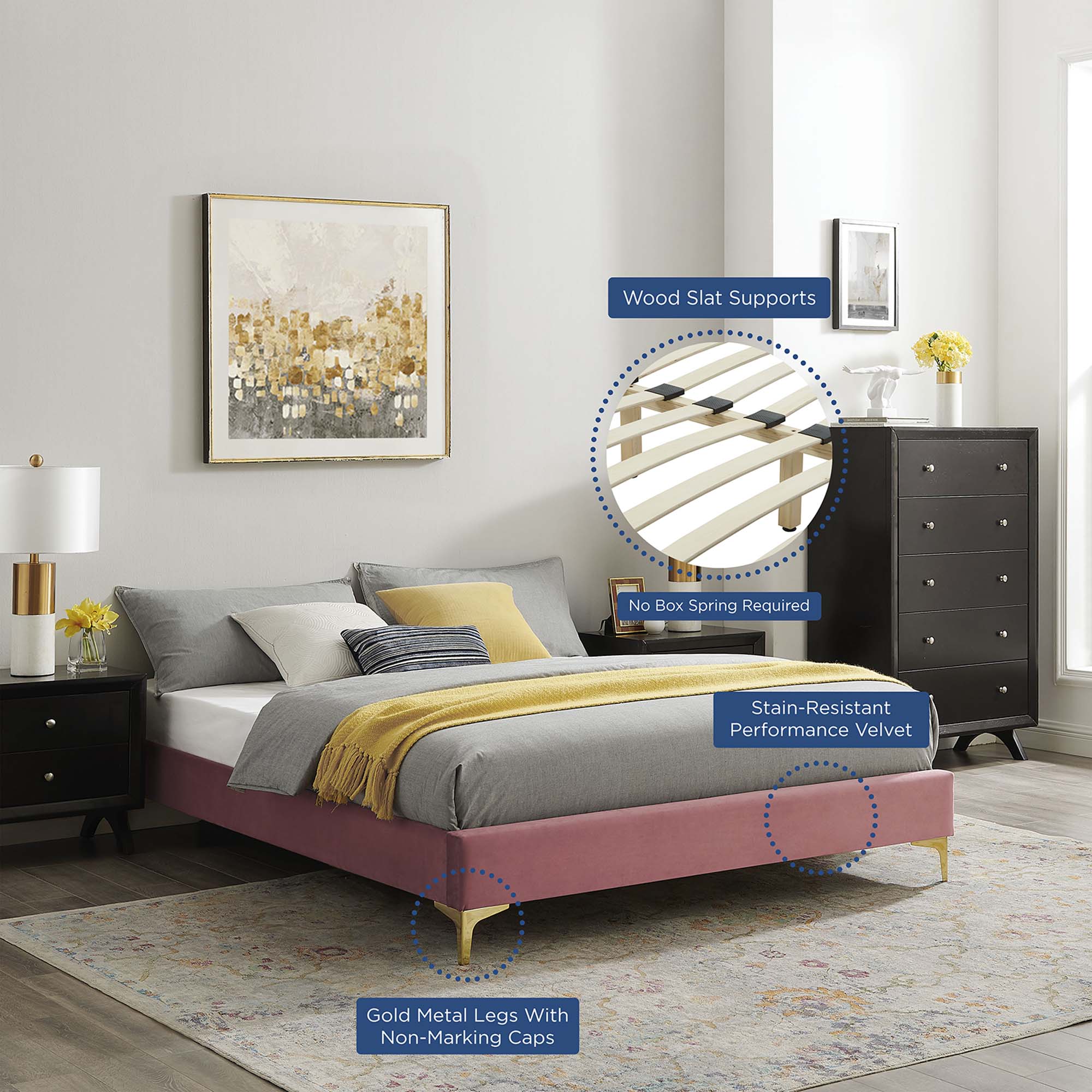 Modway Sutton Performance Velvet Queen Bed Frame