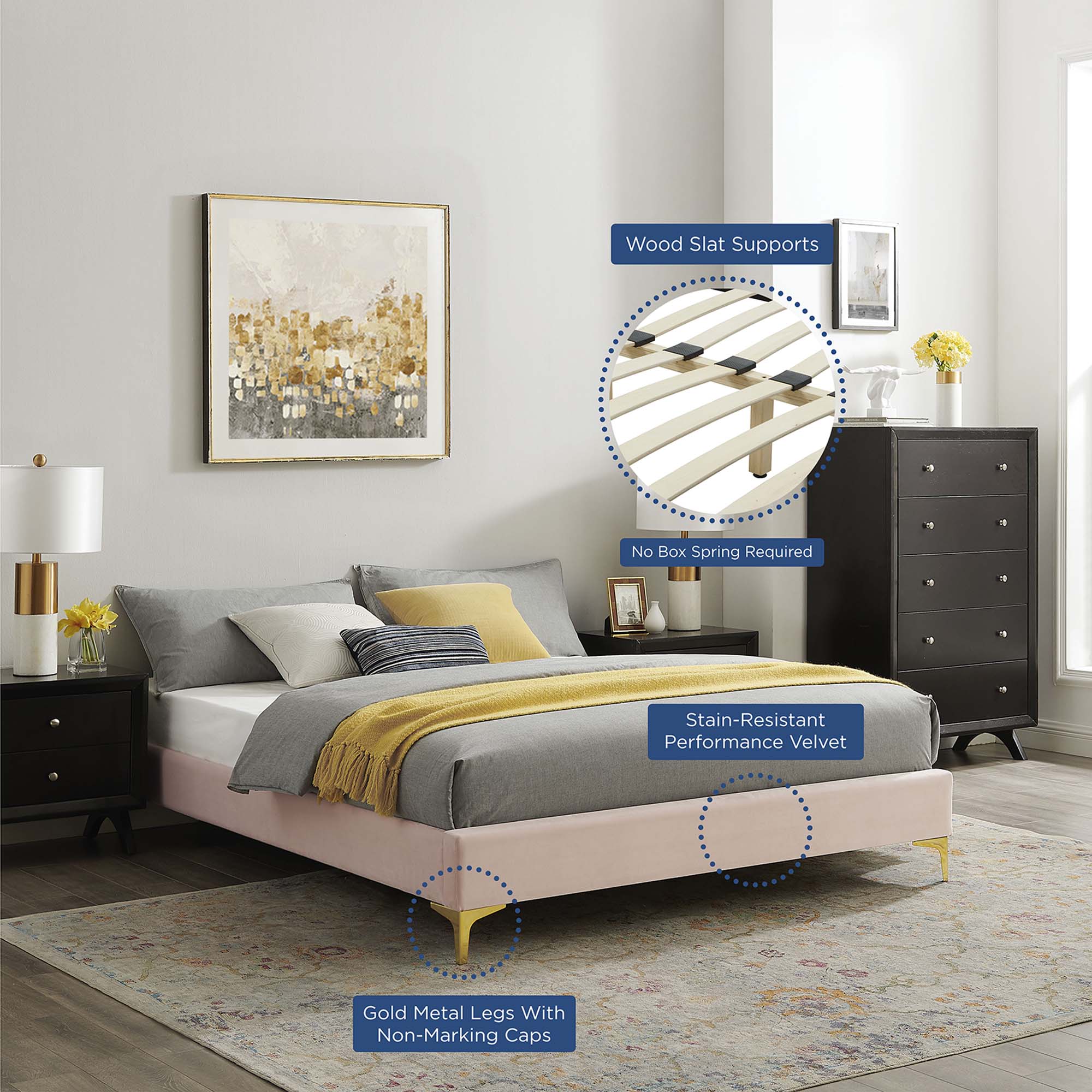 Modway Sutton Performance Velvet Queen Bed Frame