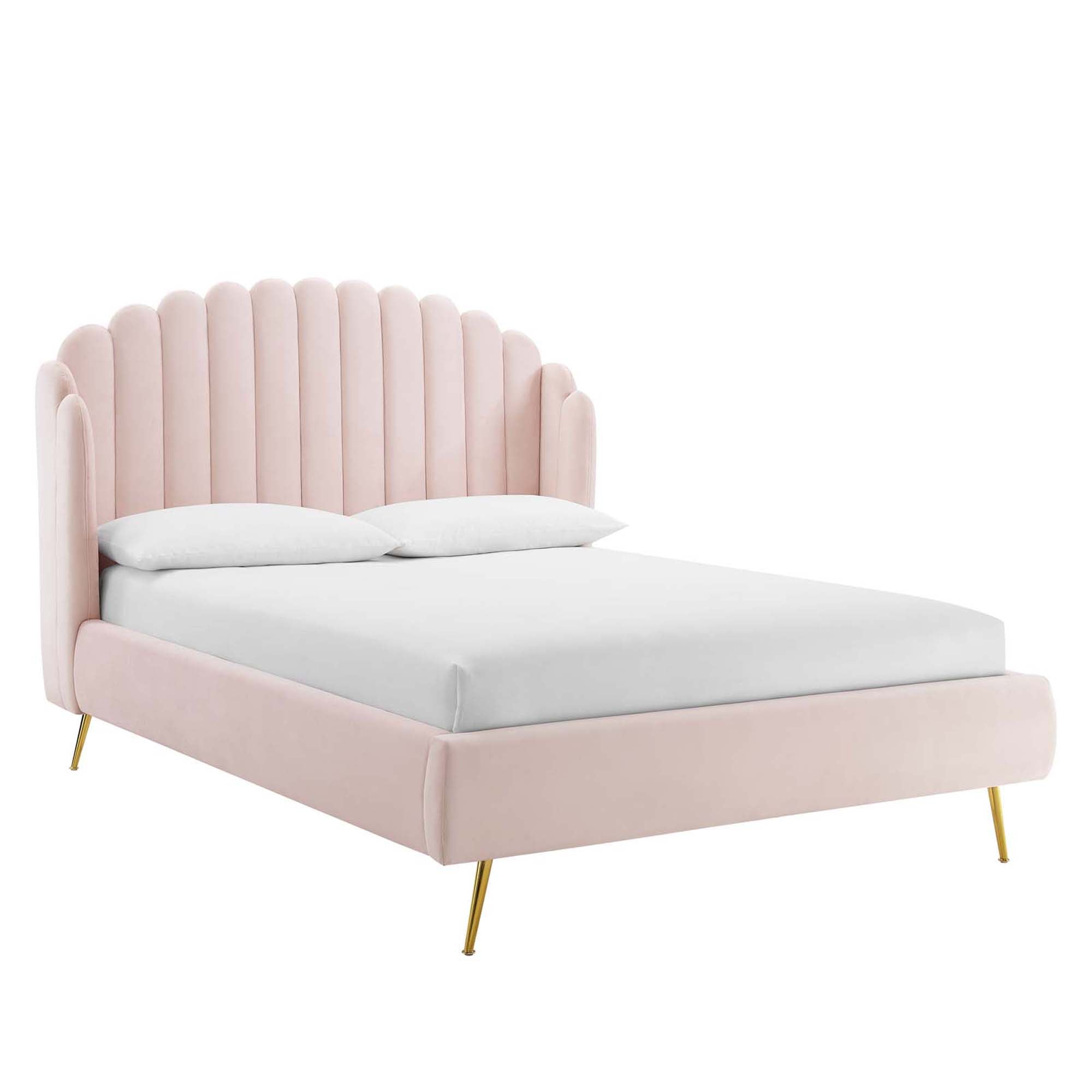 Modway Lana Performance Velvet Queen Wingback Platform Bed