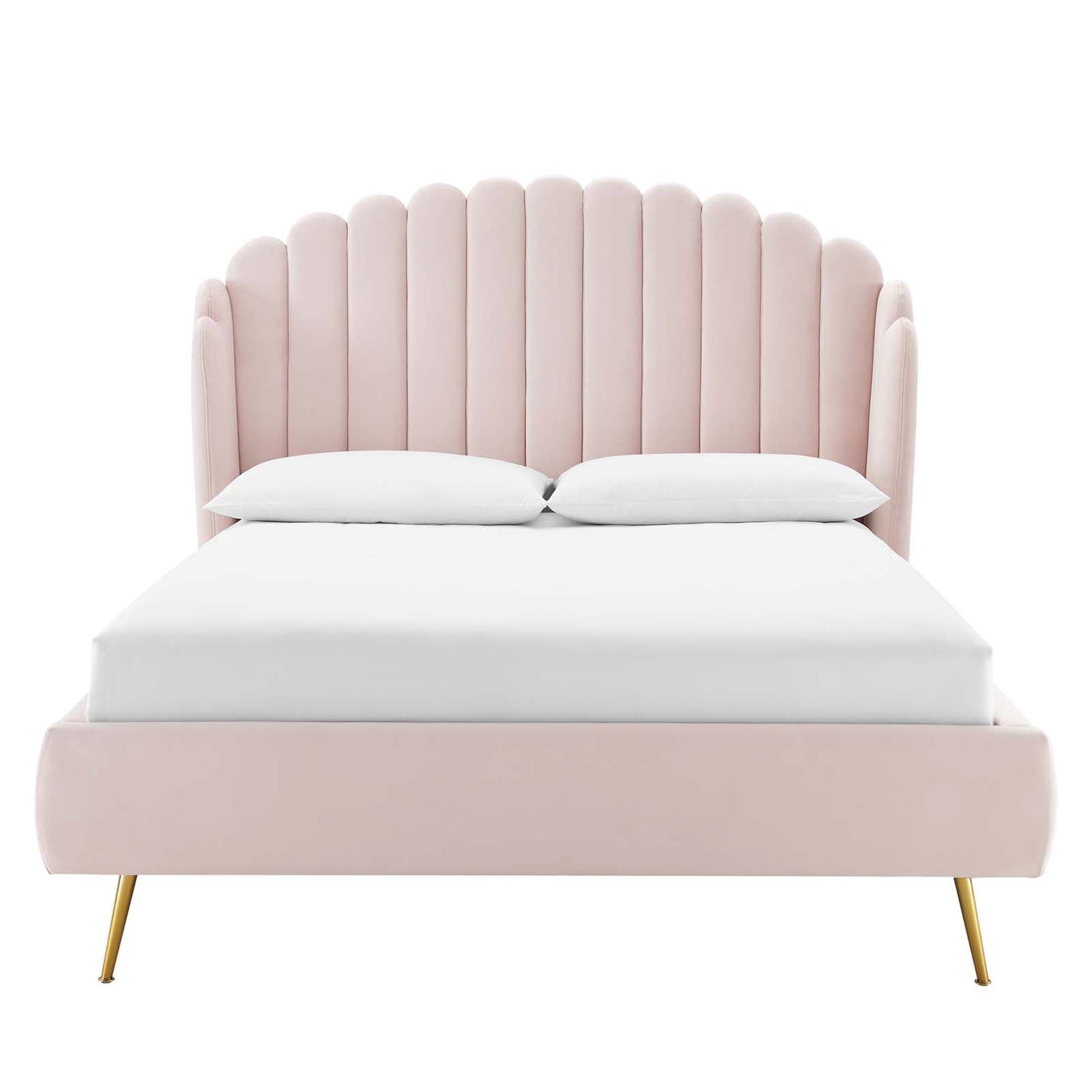 Modway Lana Performance Velvet Queen Wingback Platform Bed