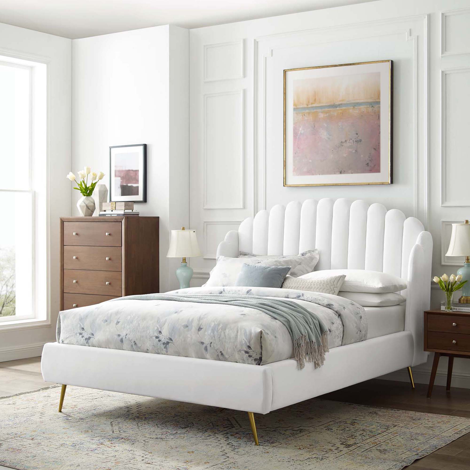 Modway Lana Performance Velvet Queen Wingback Platform Bed