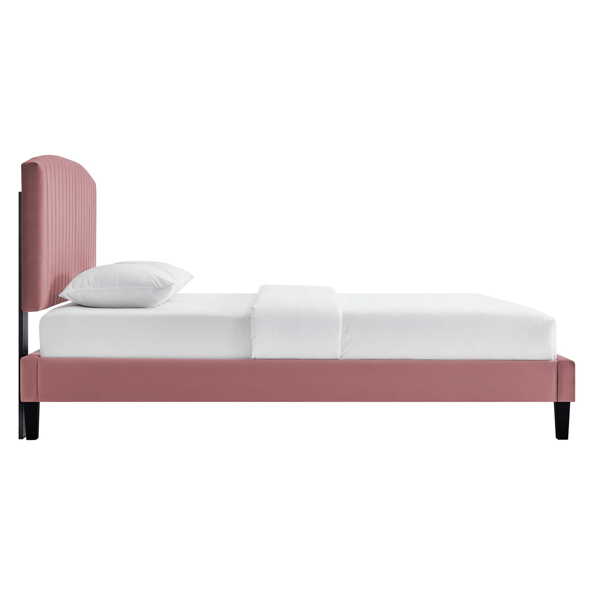 Modway Alessi Tapered Wood Leg Performance Velvet Queen Platform Bed