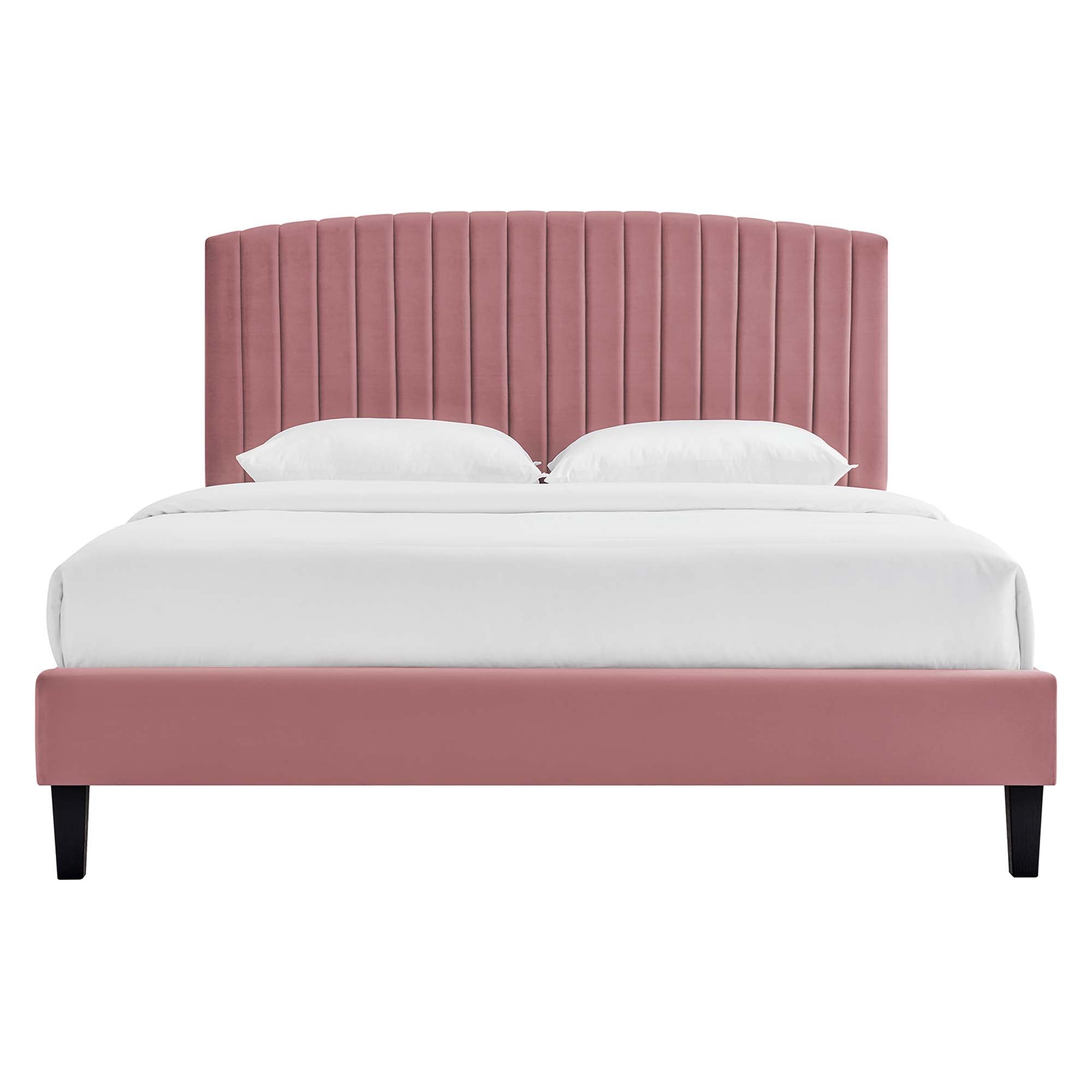 Modway Alessi Tapered Wood Leg Performance Velvet Queen Platform Bed