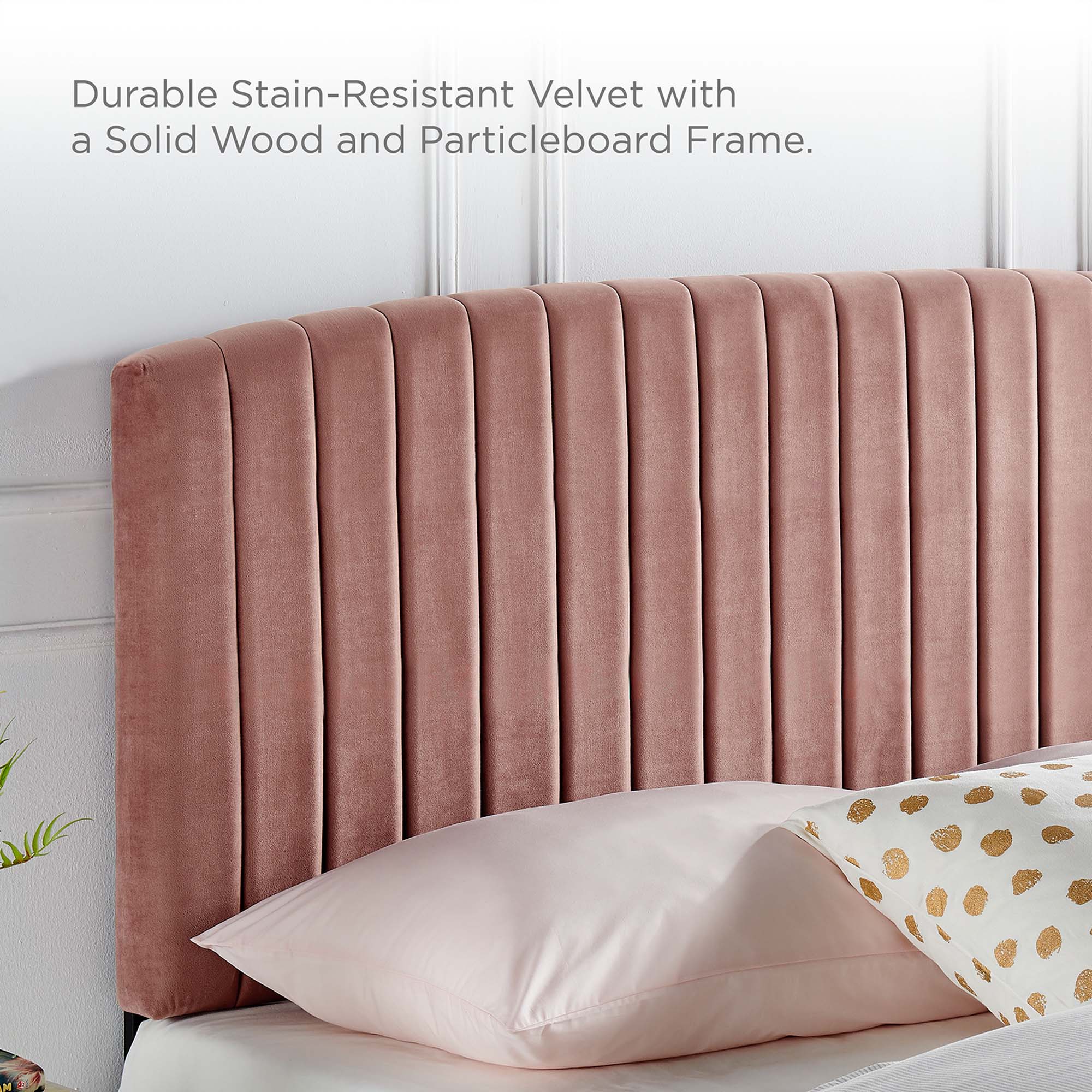 Modway Alessi Tapered Wood Leg Performance Velvet Queen Platform Bed