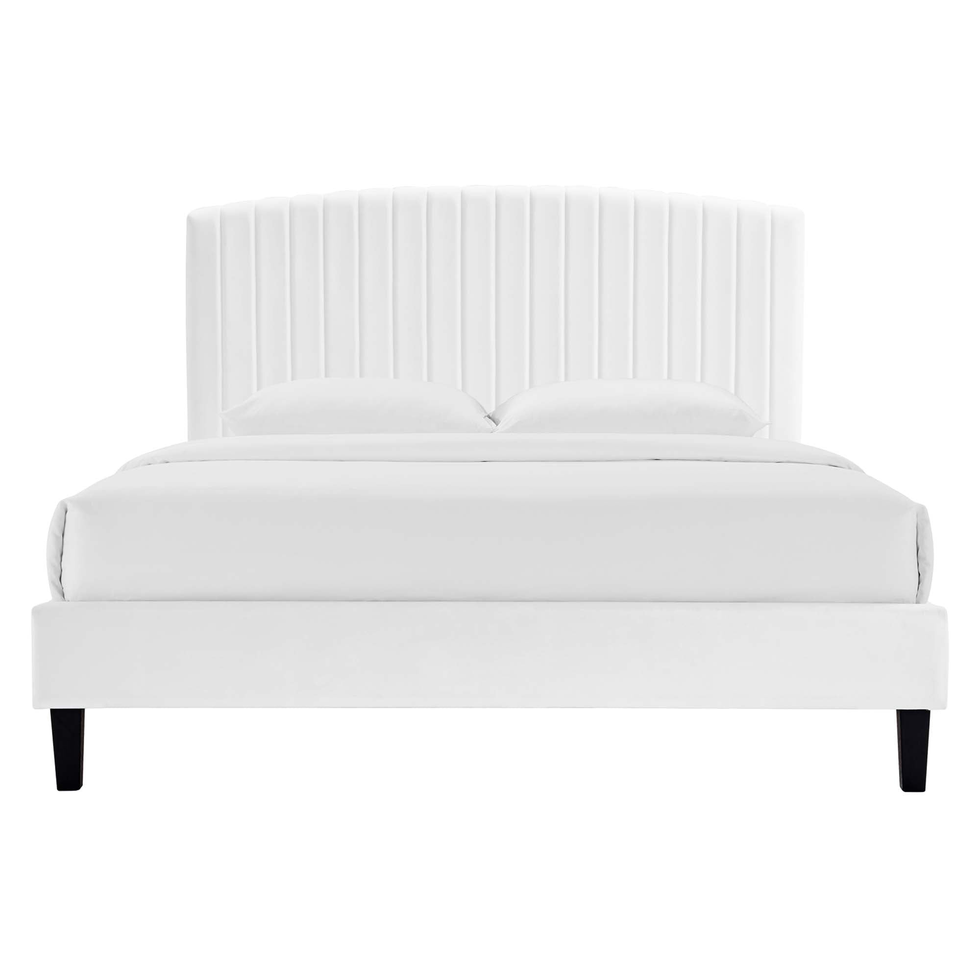 Modway Alessi Tapered Wood Leg Performance Velvet Queen Platform Bed