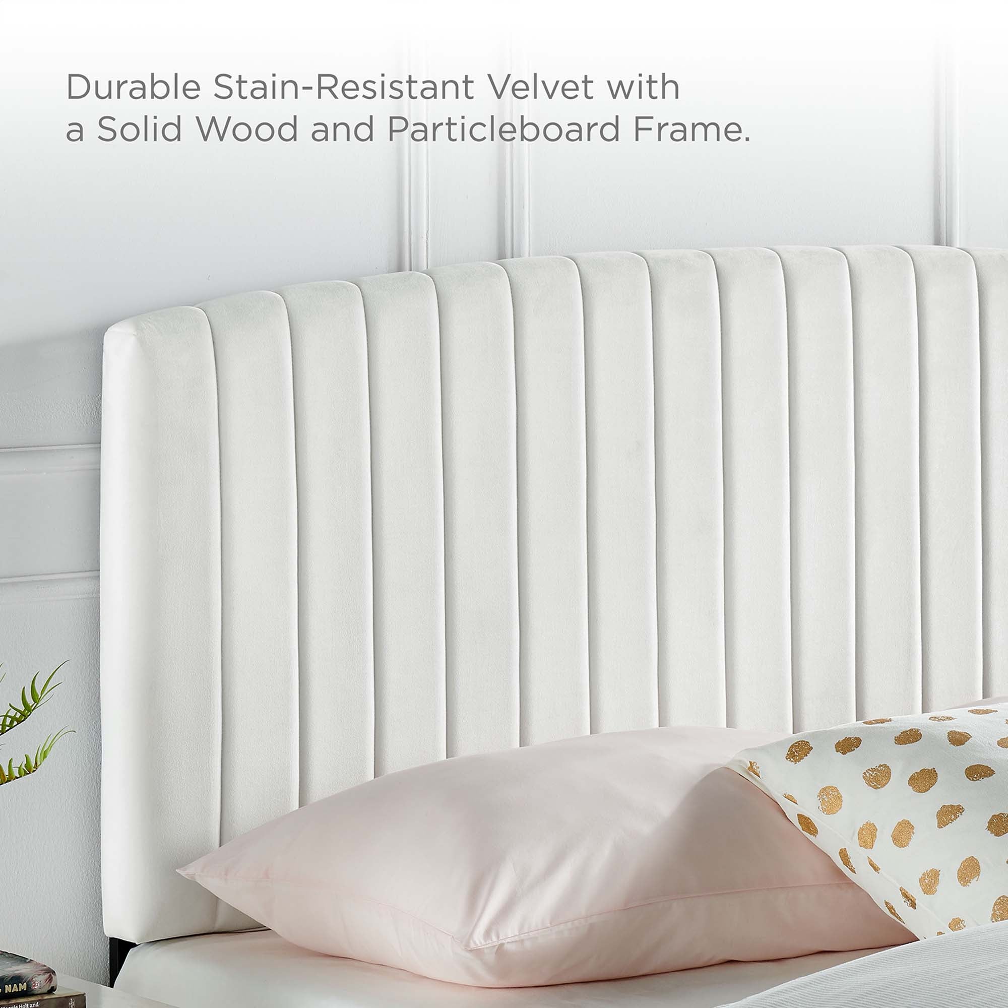 Modway Alessi Tapered Wood Leg Performance Velvet Queen Platform Bed