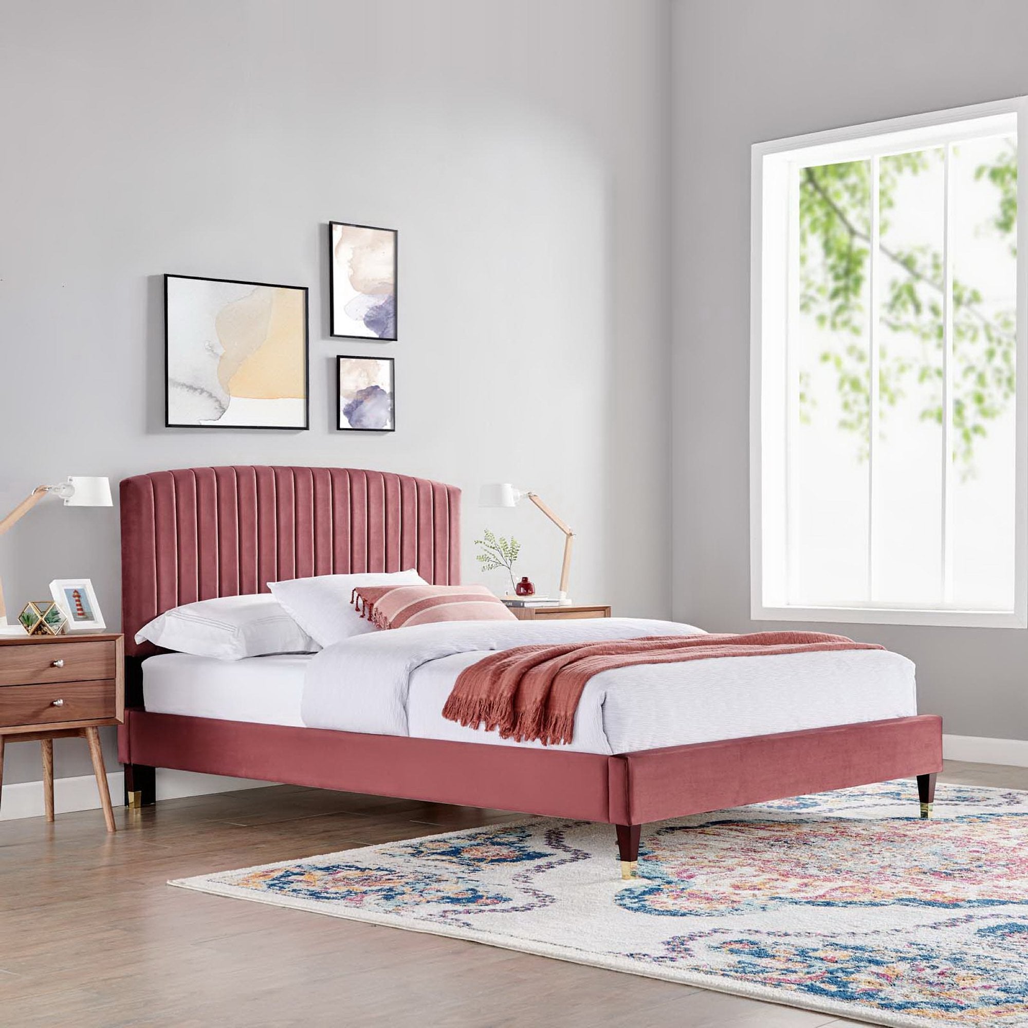Modway Alessi Performance Velvet Queen Platform Bed