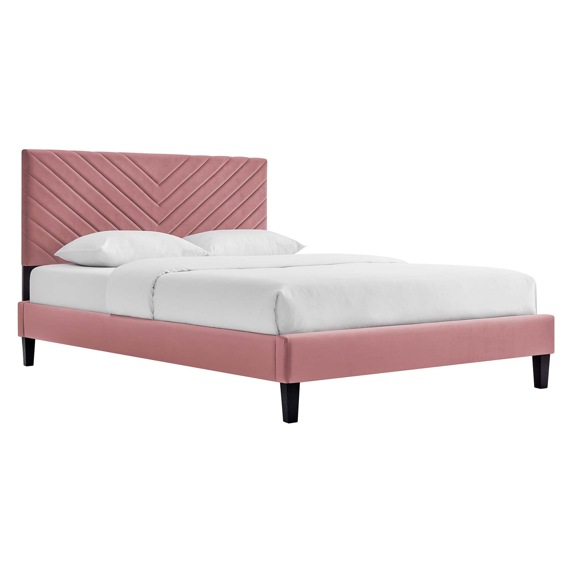 Modway Roxanne Tapered Wood Leg Performance Velvet Queen Platform Bed
