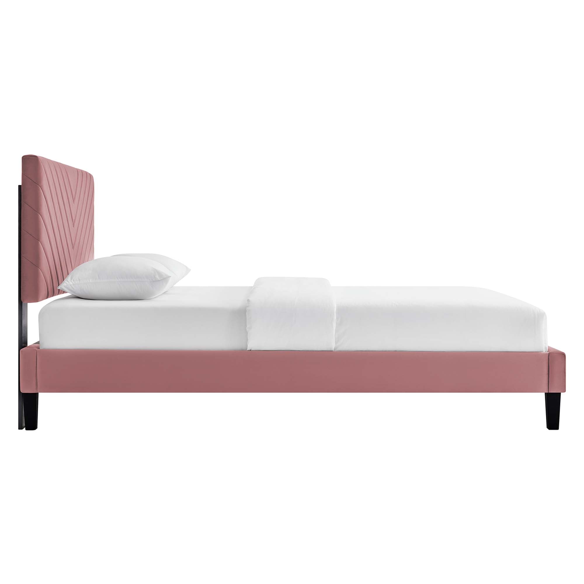 Modway Roxanne Tapered Wood Leg Performance Velvet Queen Platform Bed