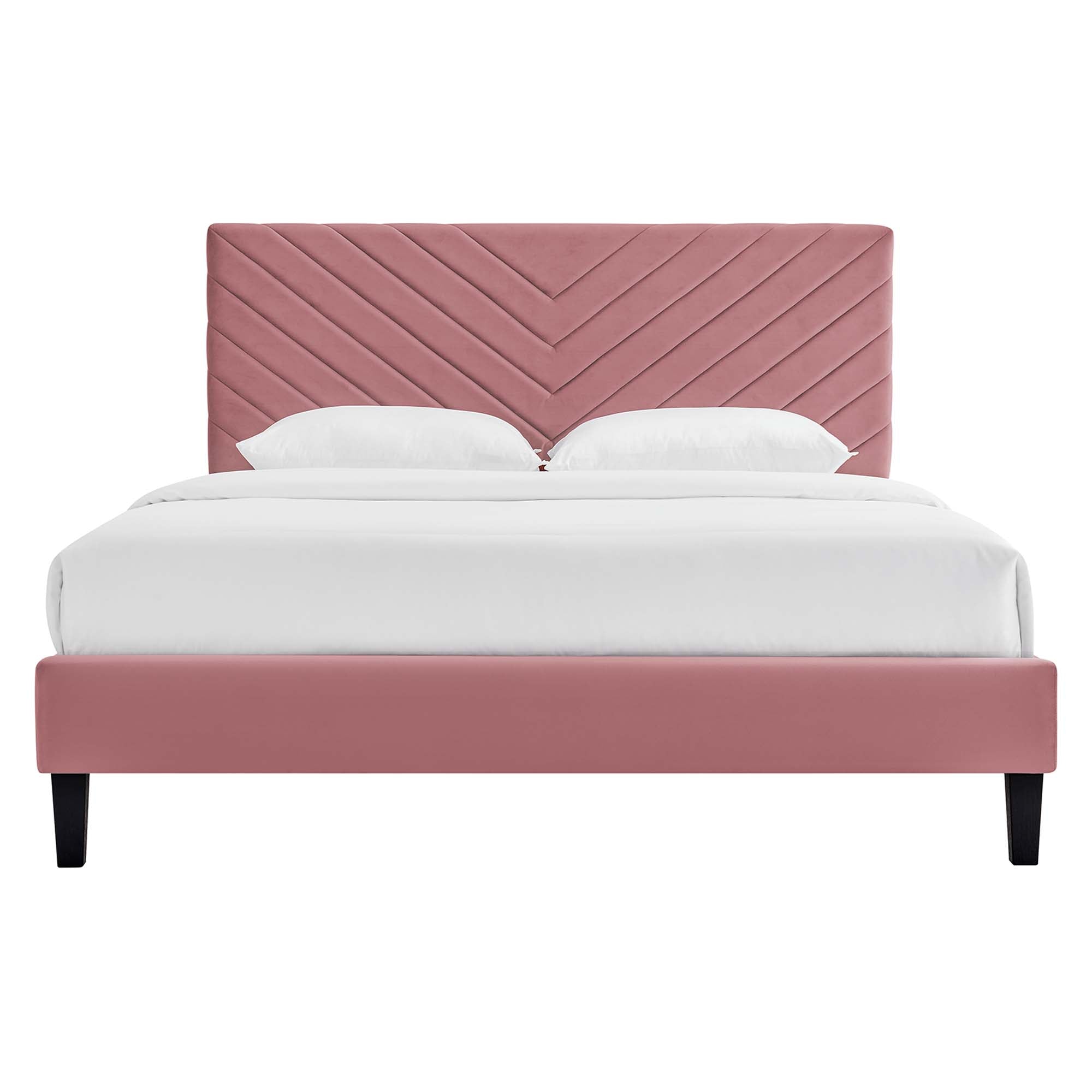 Modway Roxanne Tapered Wood Leg Performance Velvet Queen Platform Bed