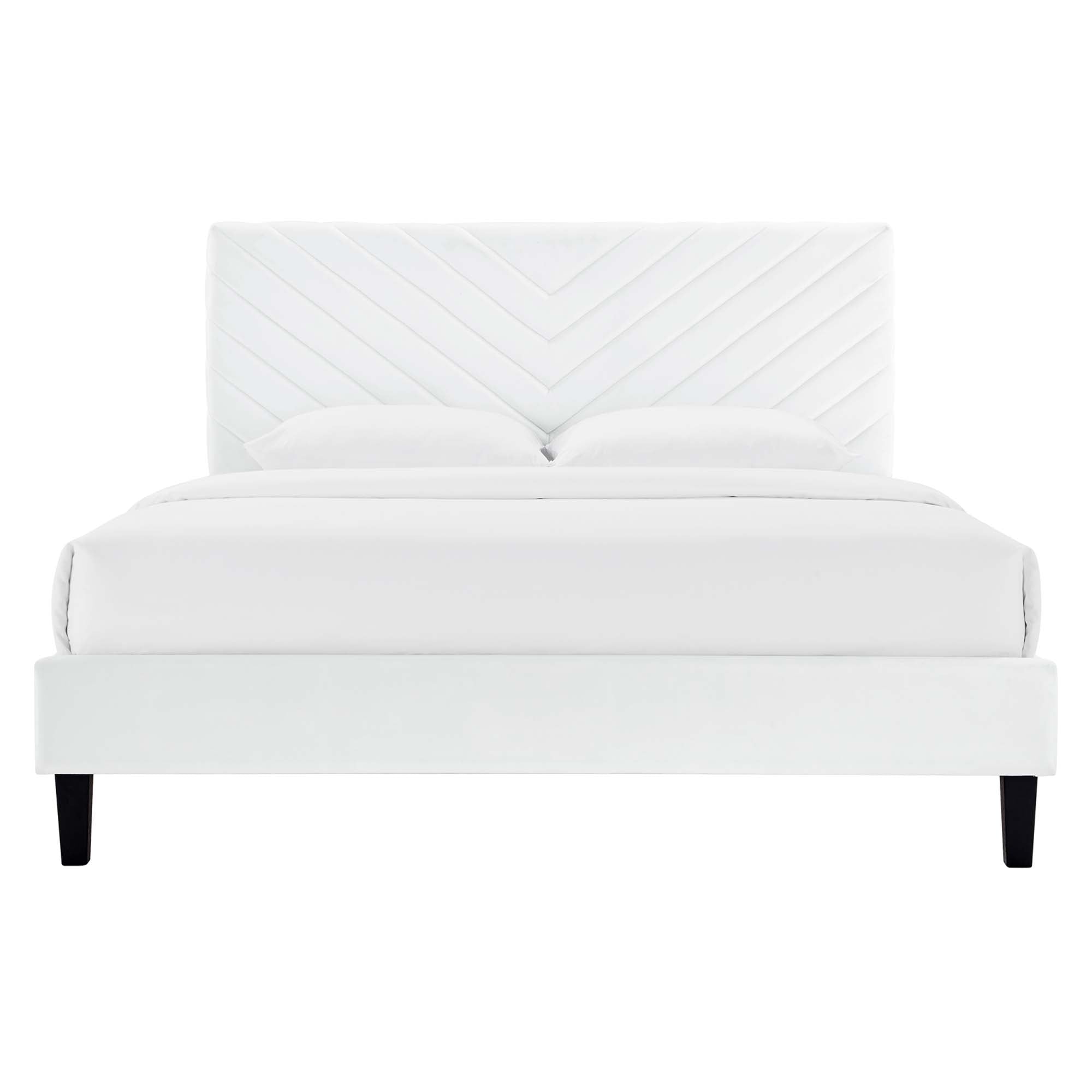 Modway Roxanne Tapered Wood Leg Performance Velvet Queen Platform Bed