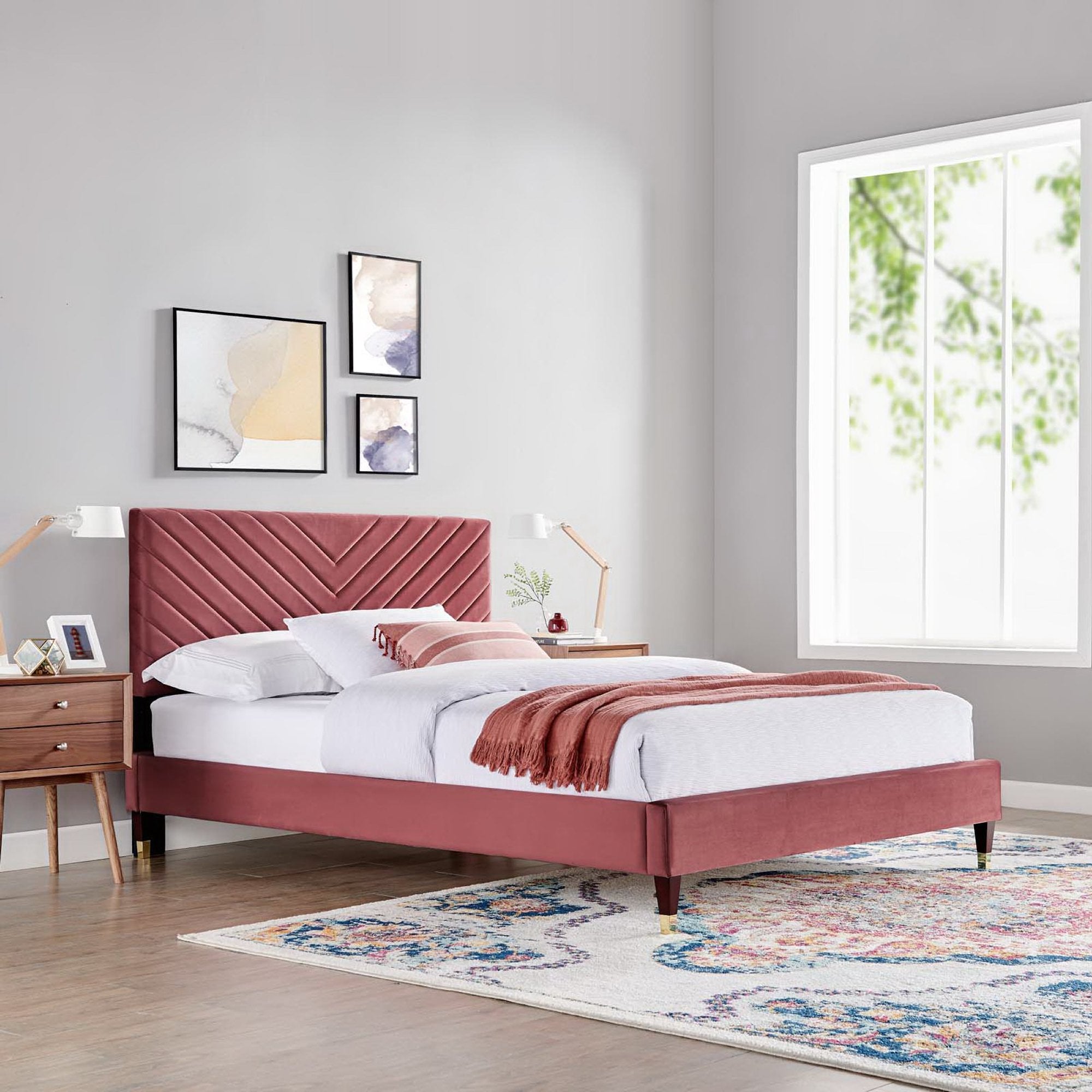 Modway Roxanne Performance Velvet Queen Platform Bed