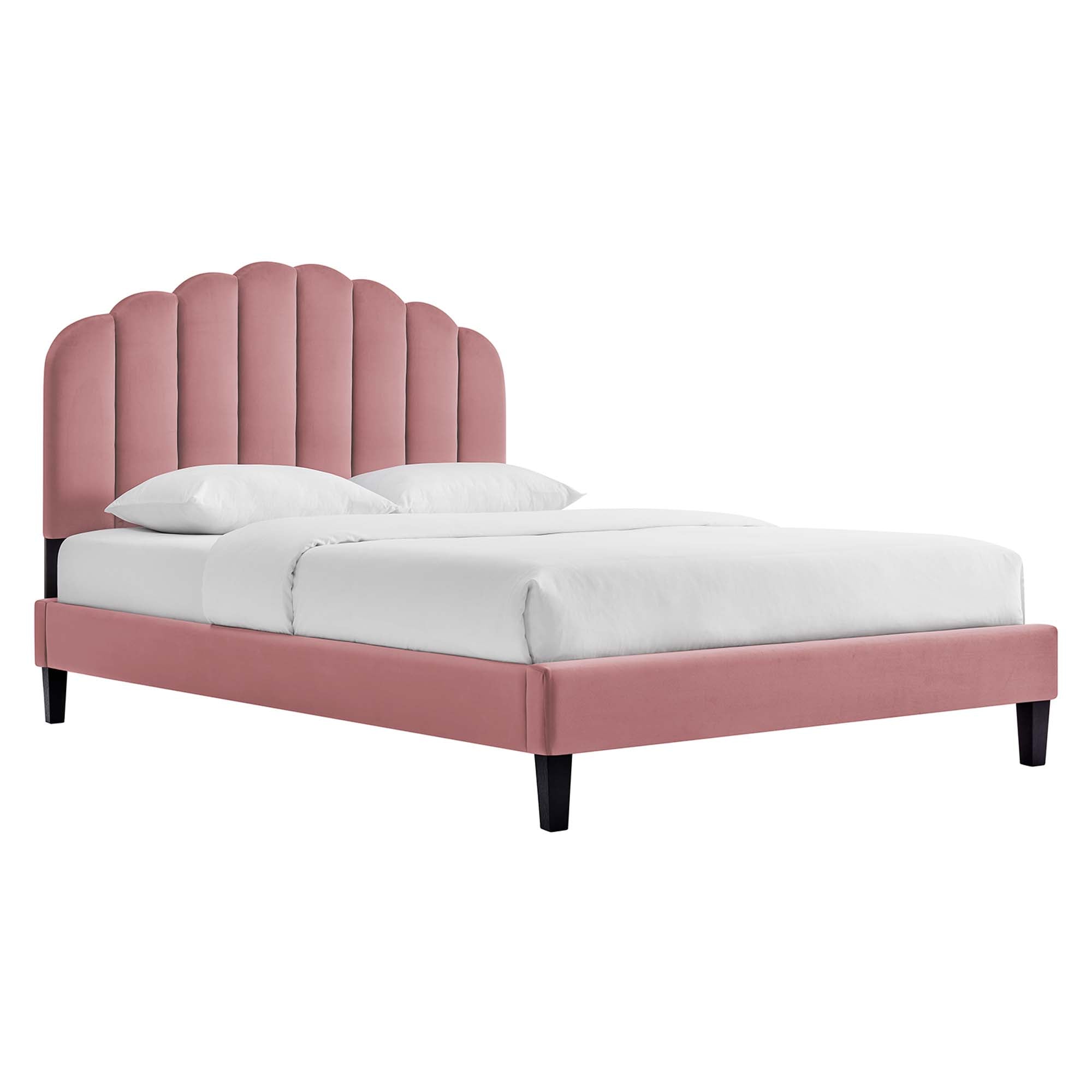 Modway Daisy Tapered Wood Leg Performance Velvet Queen Platform Bed