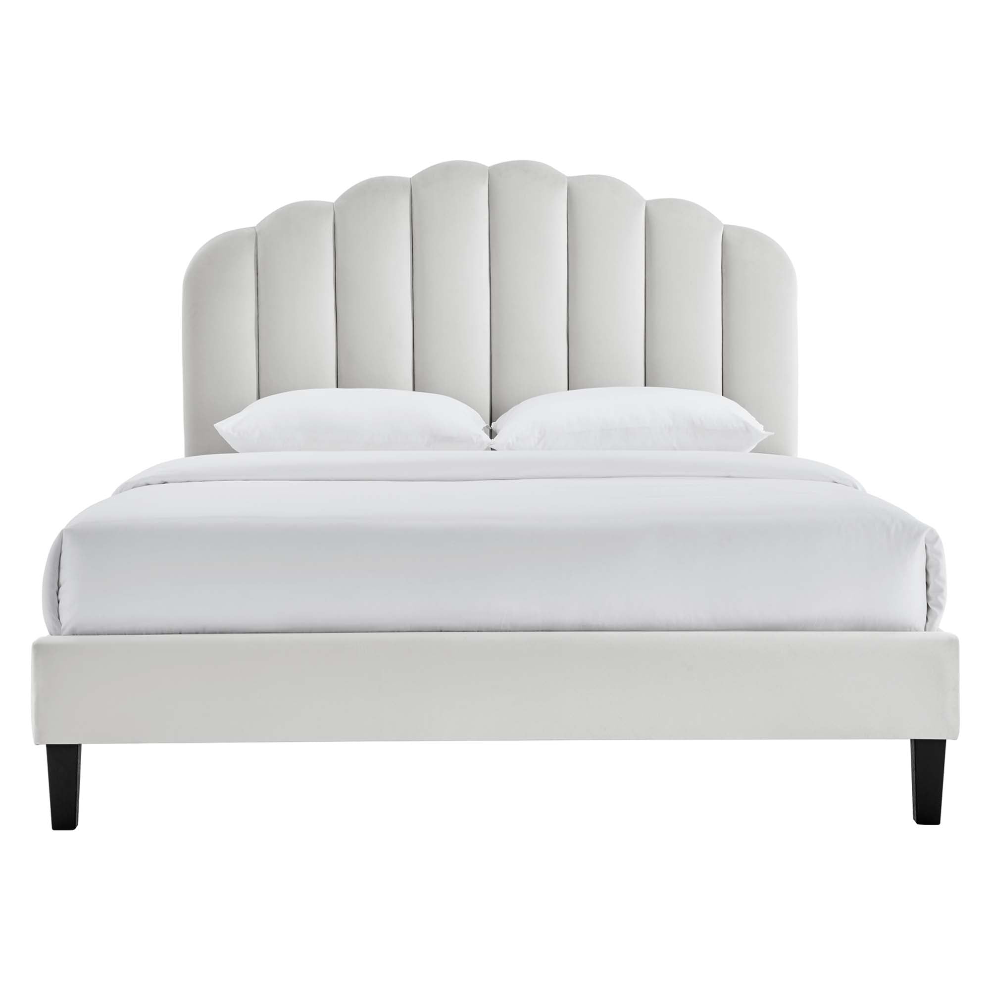 Modway Daisy Tapered Wood Leg Performance Velvet Queen Platform Bed