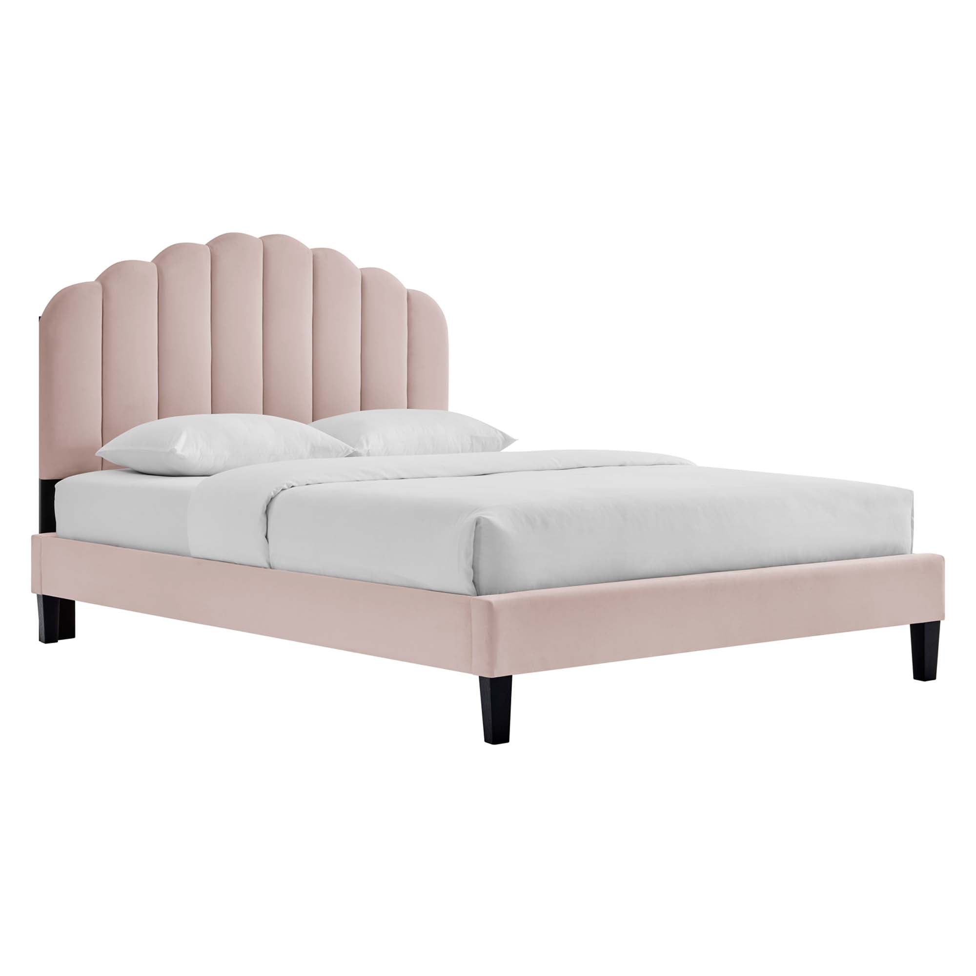 Modway Daisy Tapered Wood Leg Performance Velvet Queen Platform Bed