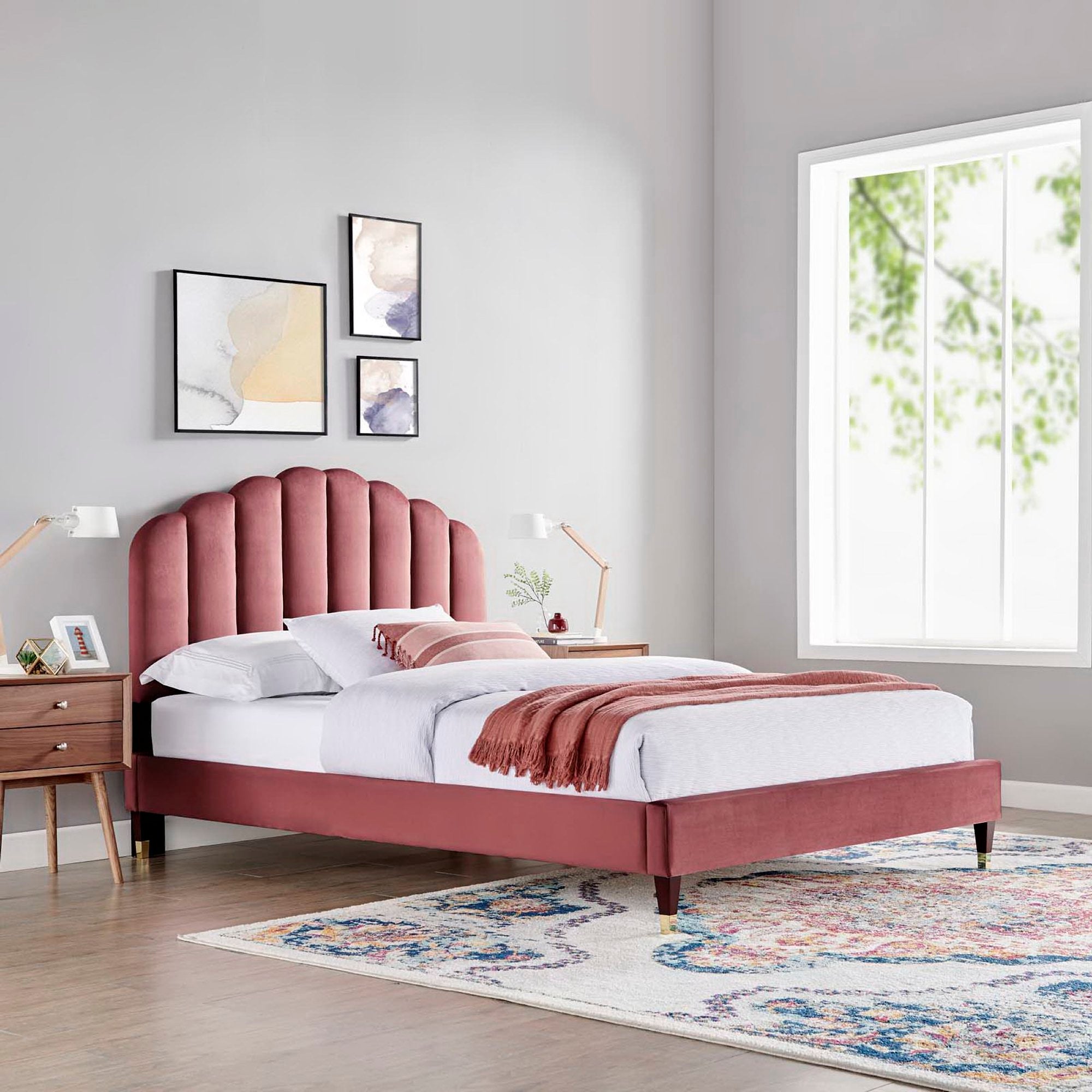 Modway Daisy Performance Velvet Queen Platform Bed