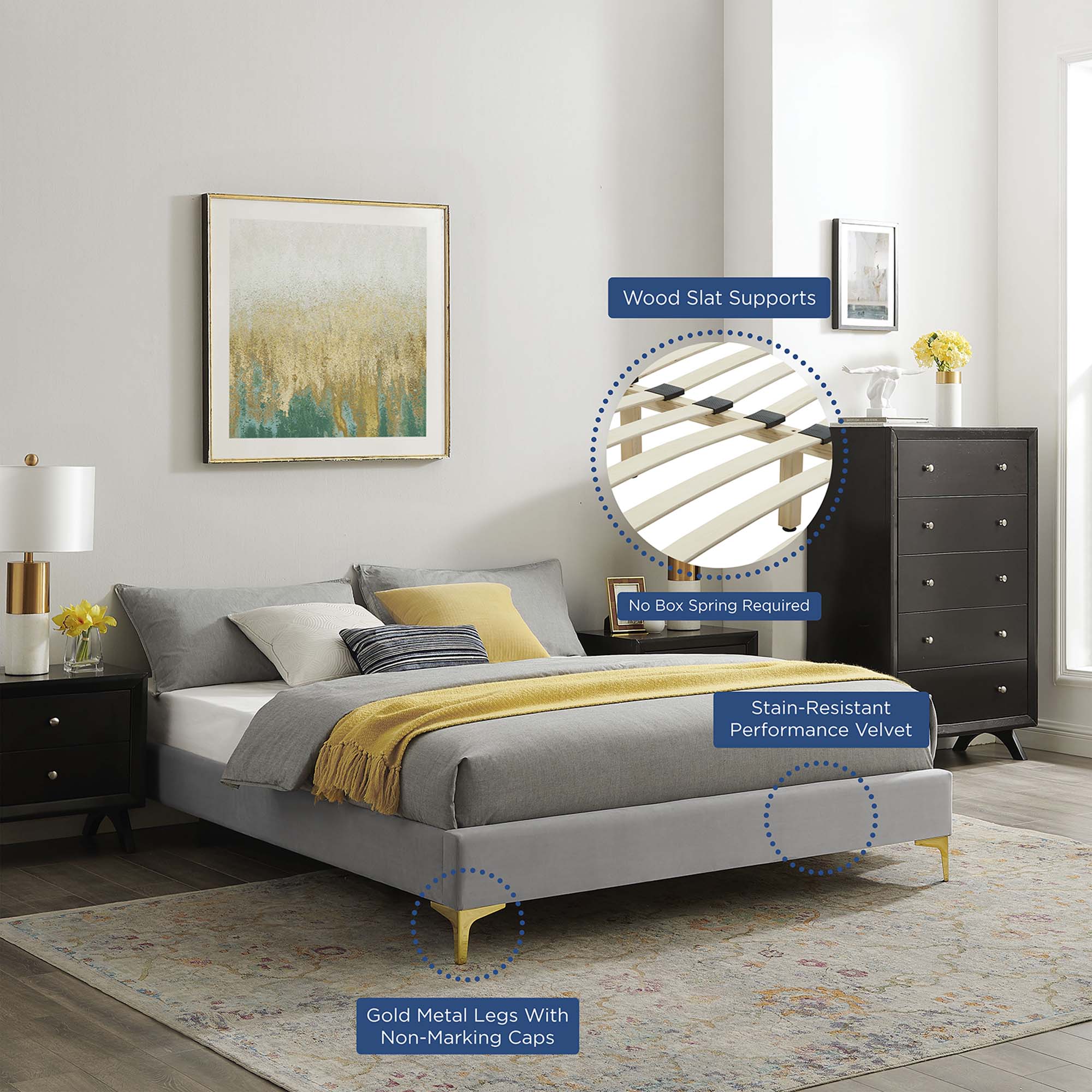Modway Sutton Performance Velvet Full Bed Frame