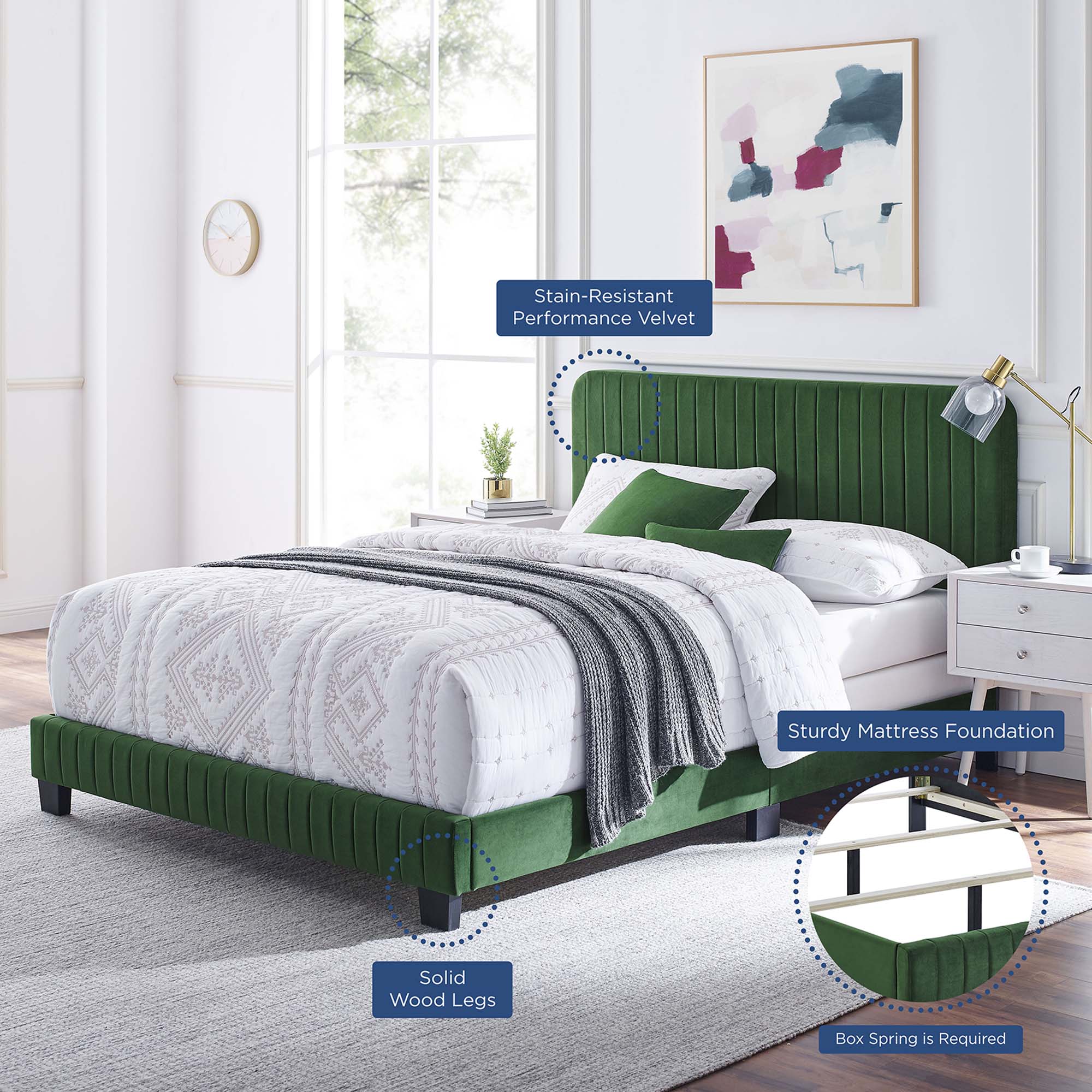 Modway Celine Channel Tufted Performance Velvet Queen Bed