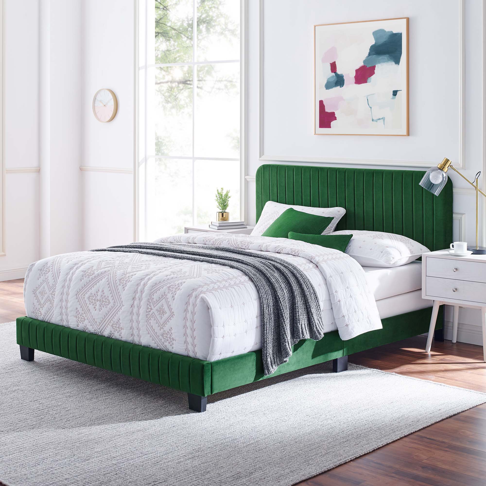 Modway Celine Channel Tufted Performance Velvet Queen Bed