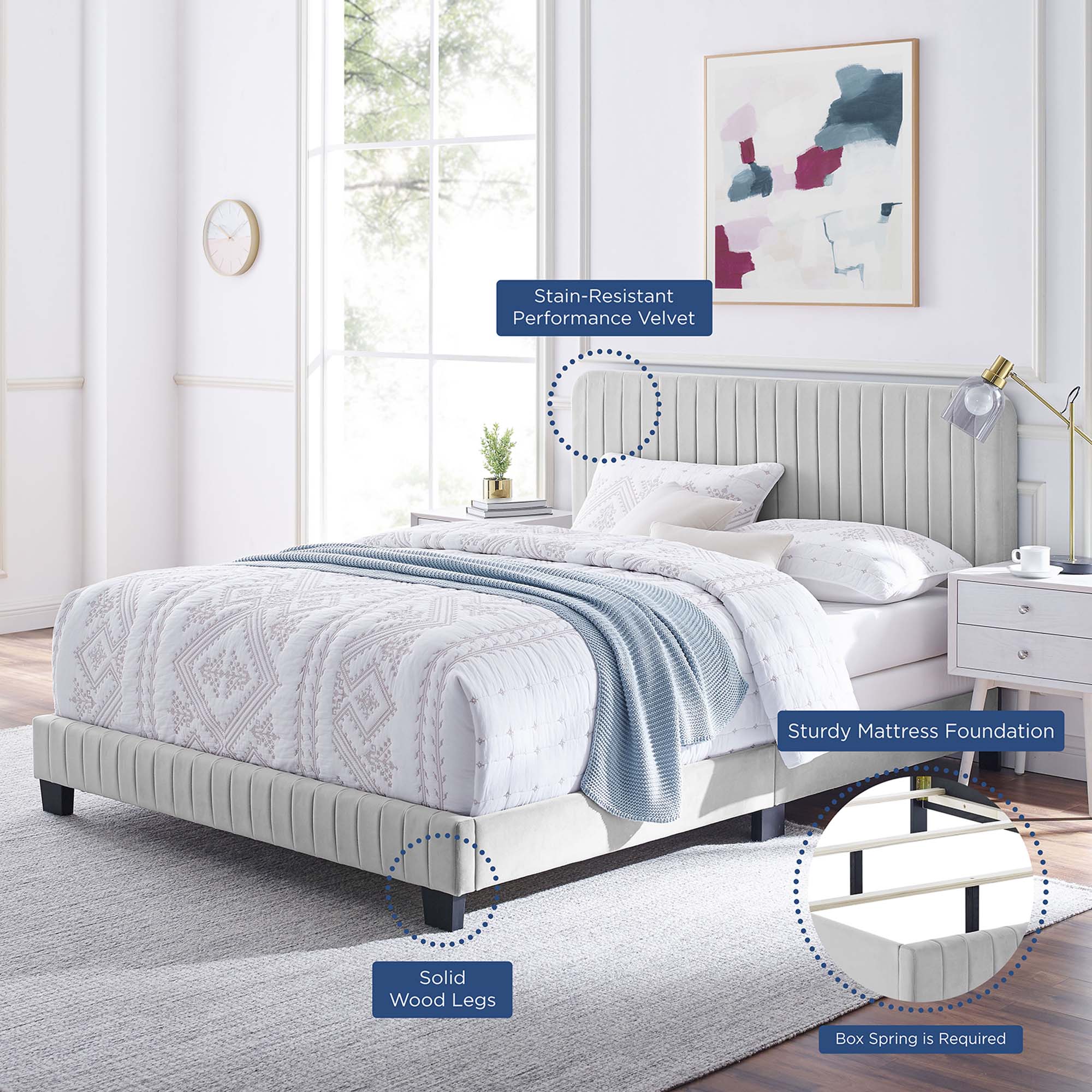 Modway Celine Channel Tufted Performance Velvet Full Bed