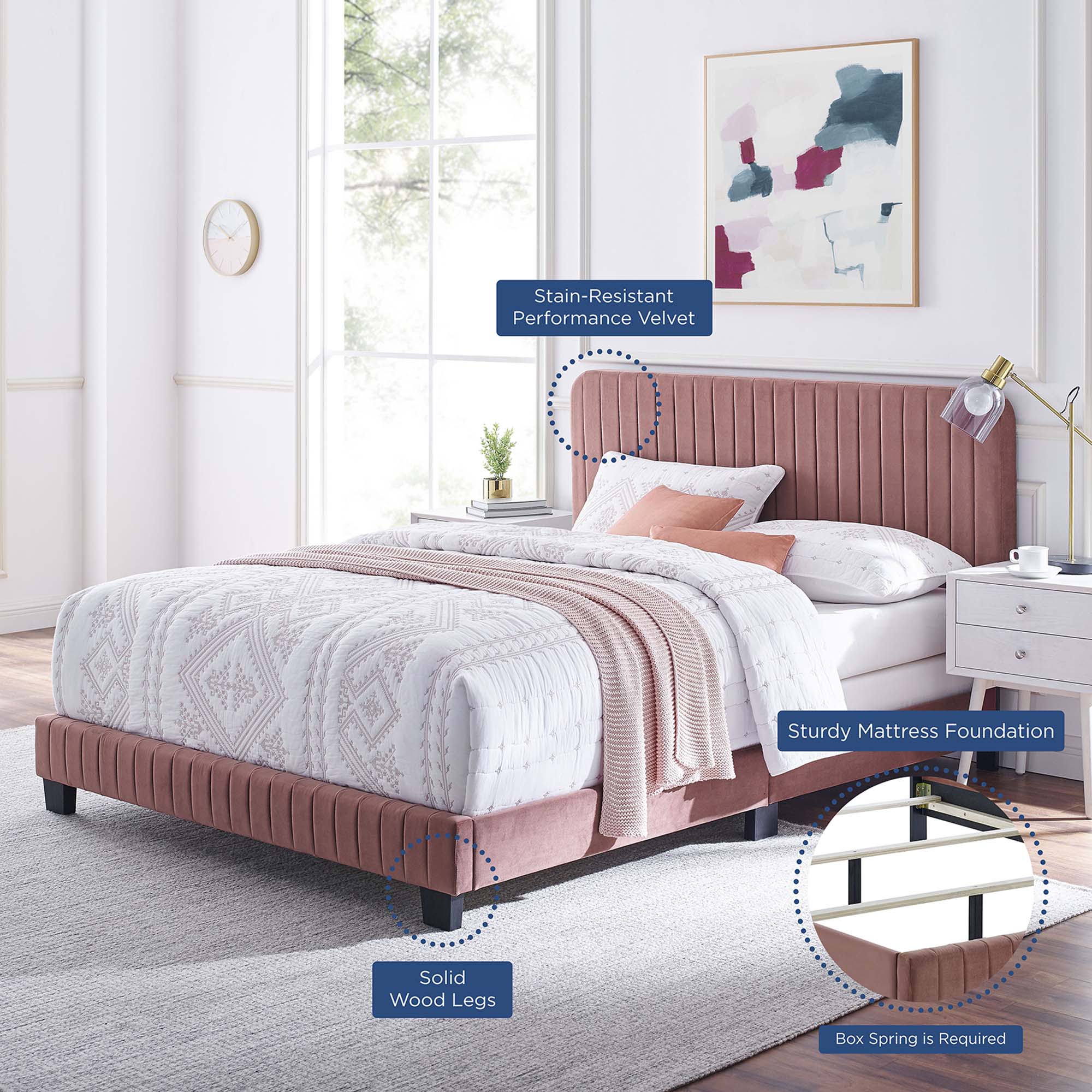 Modway Celine Channel Tufted Performance Velvet Twin Bed