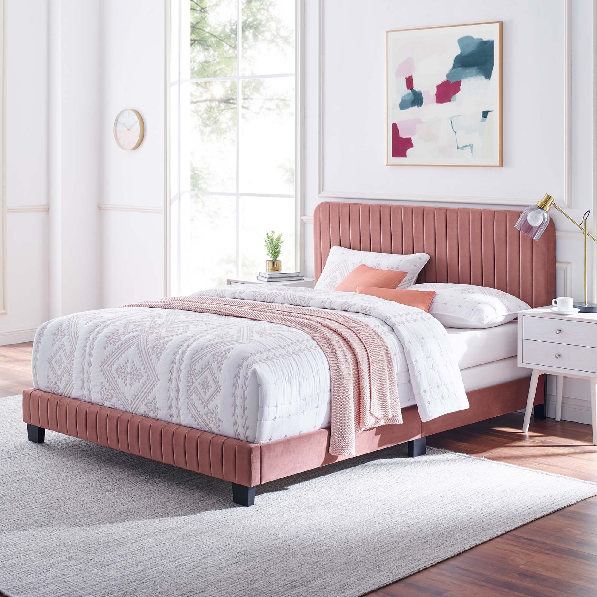 Modway Celine Channel Tufted Performance Velvet Twin Bed