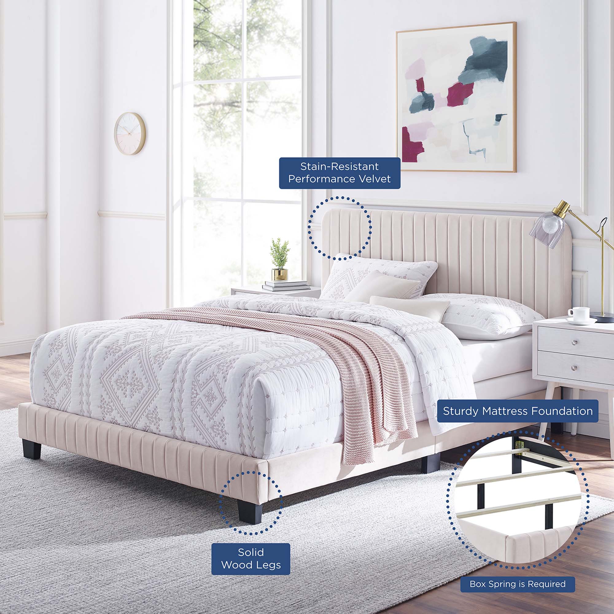 Modway Celine Channel Tufted Performance Velvet Twin Bed