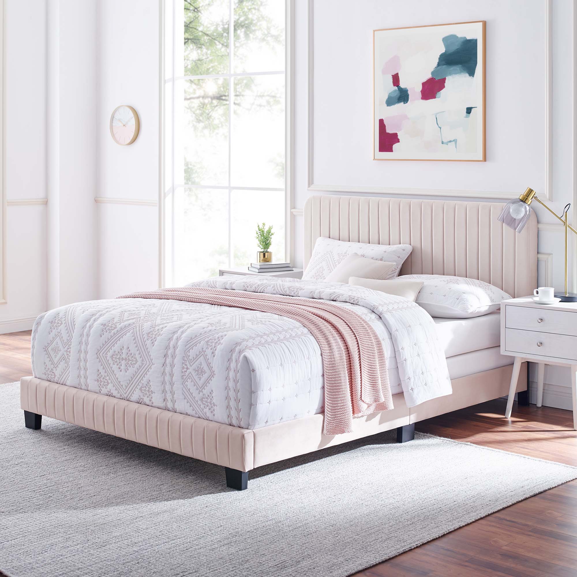 Modway Celine Channel Tufted Performance Velvet Twin Bed