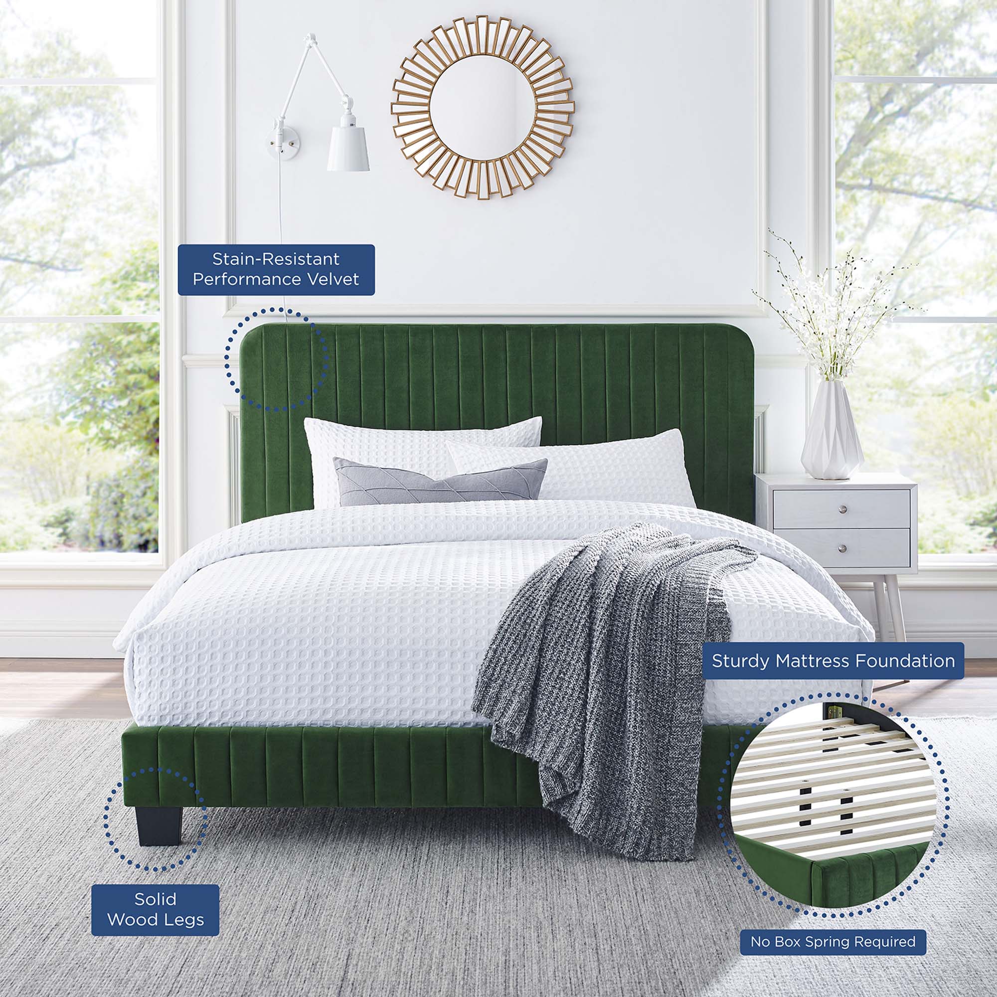 Modway Celine Channel Tufted Performance Velvet King Platform Bed