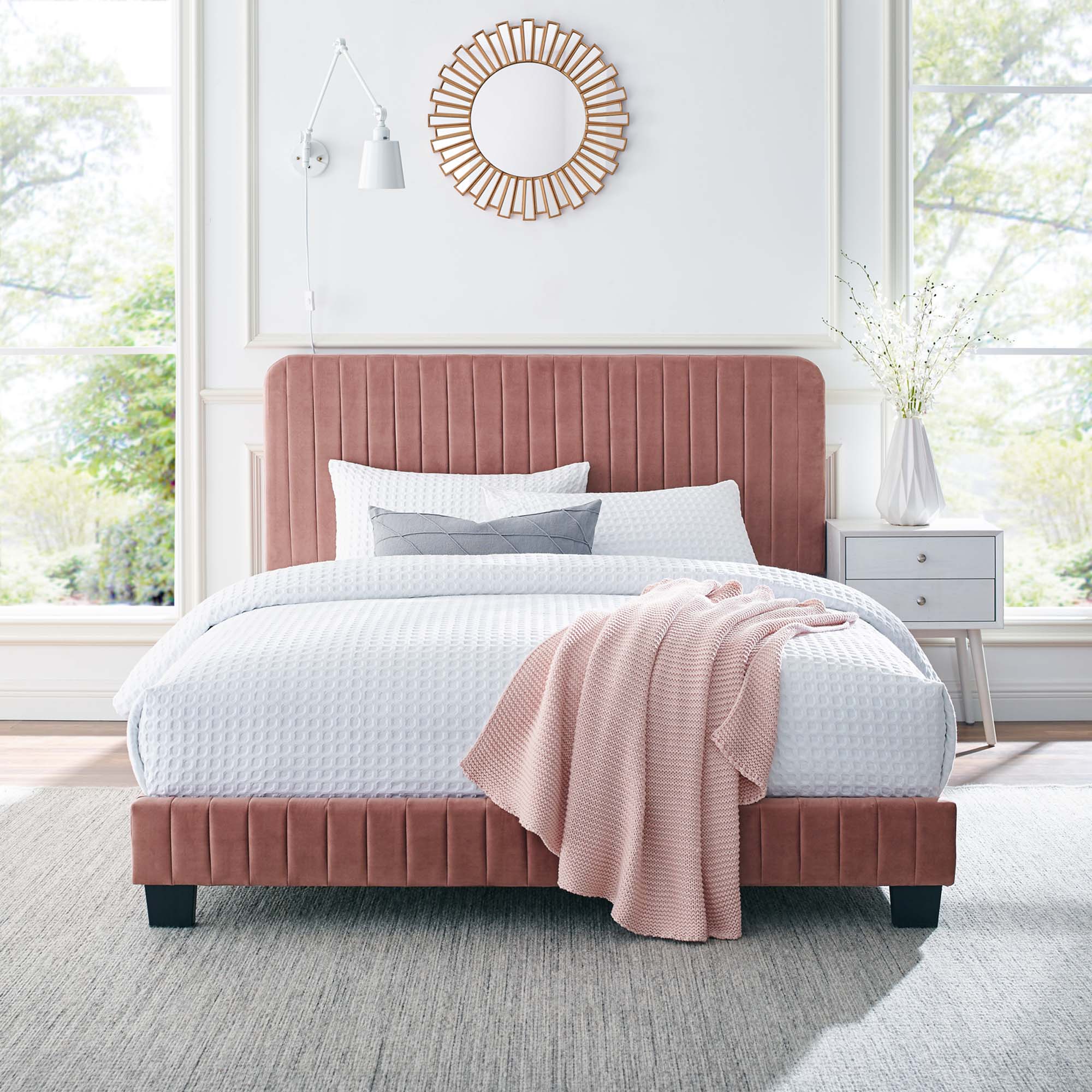 Modway Celine Channel Tufted Performance Velvet Queen Platform Bed