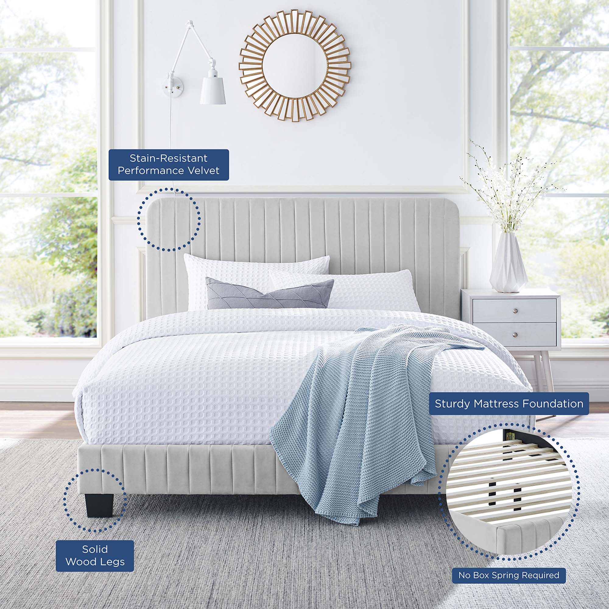 Modway Celine Channel Tufted Performance Velvet Queen Platform Bed