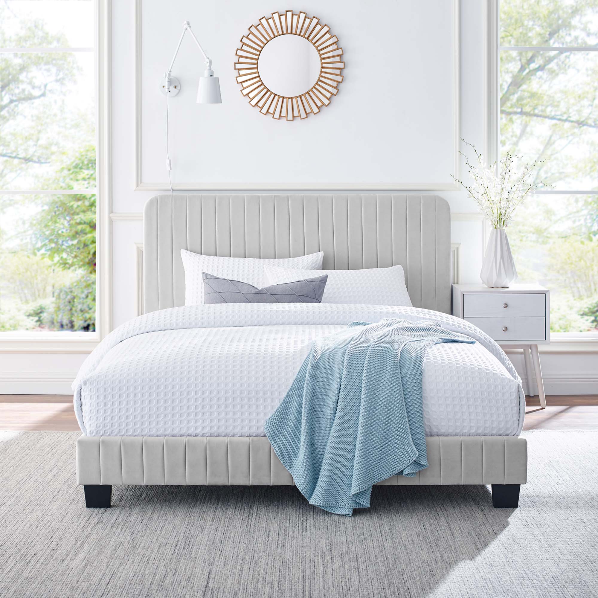Modway Celine Channel Tufted Performance Velvet Queen Platform Bed