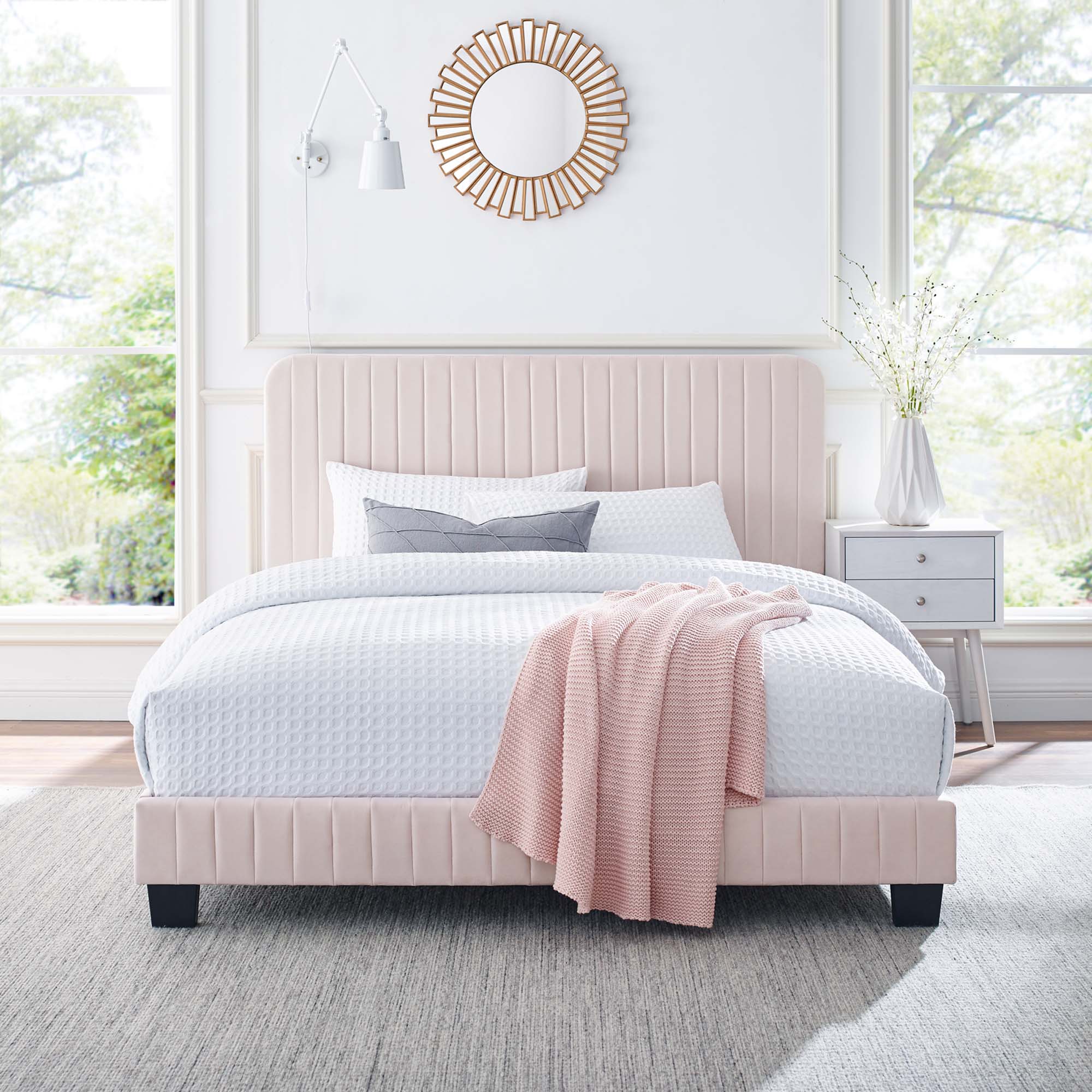 Modway Celine Channel Tufted Performance Velvet Queen Platform Bed
