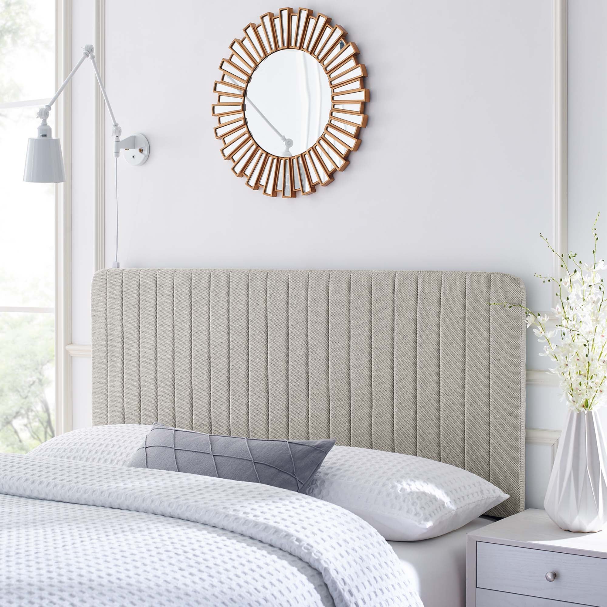 Modway Milenna Channel Tufted Upholstered Fabric Full/Queen Headboard