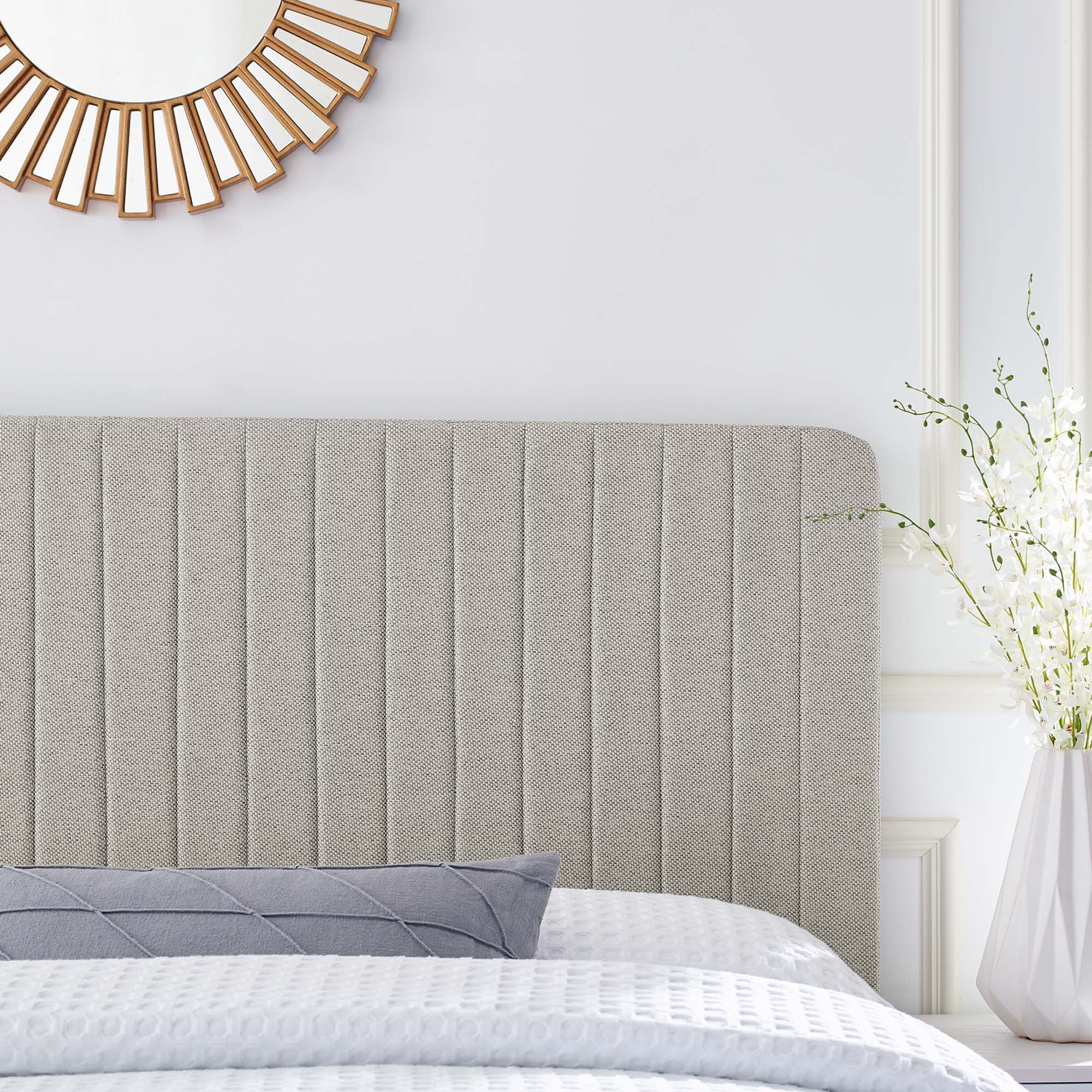 Modway Milenna Channel Tufted Upholstered Fabric Full/Queen Headboard