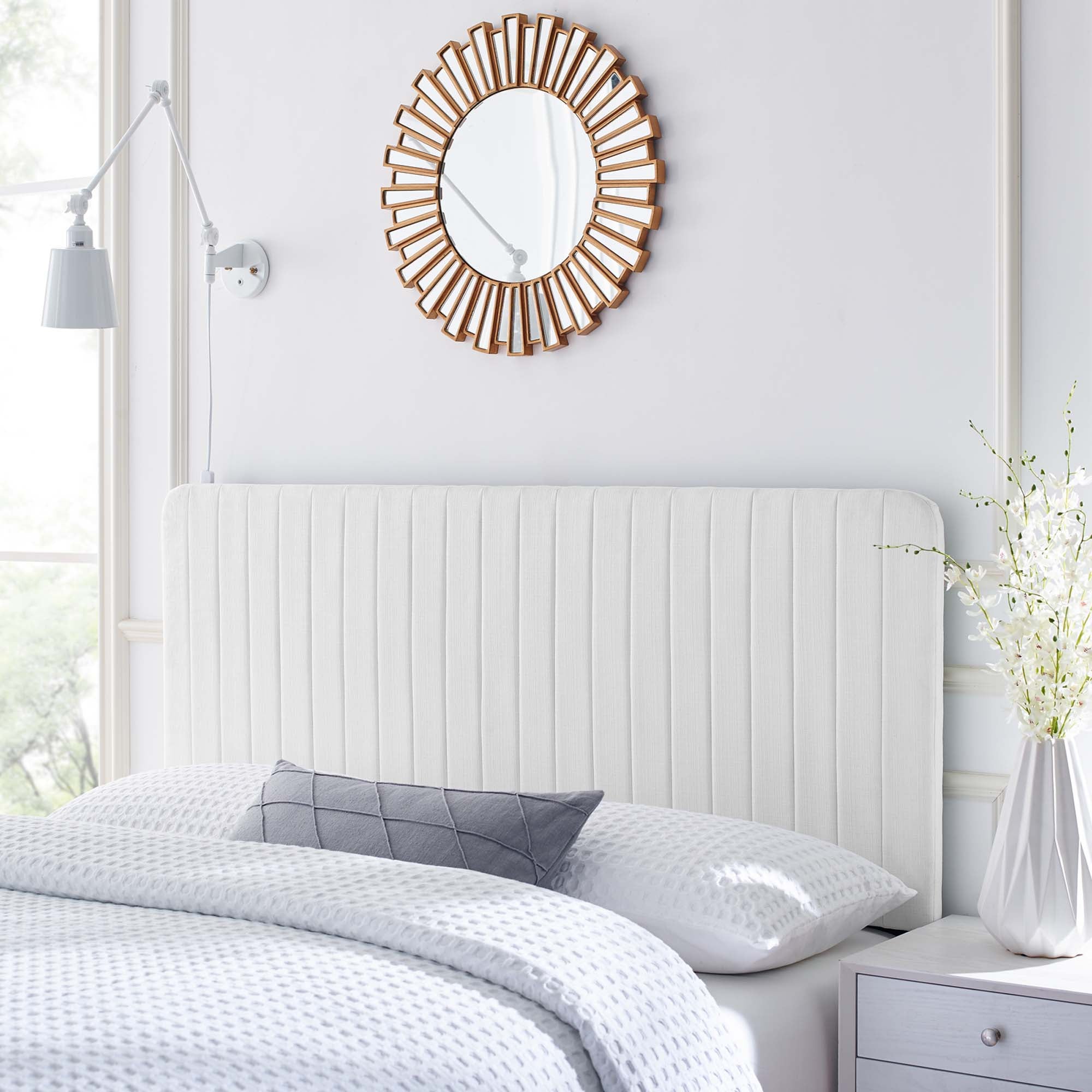 Modway Milenna Channel Tufted Upholstered Fabric Full/Queen Headboard